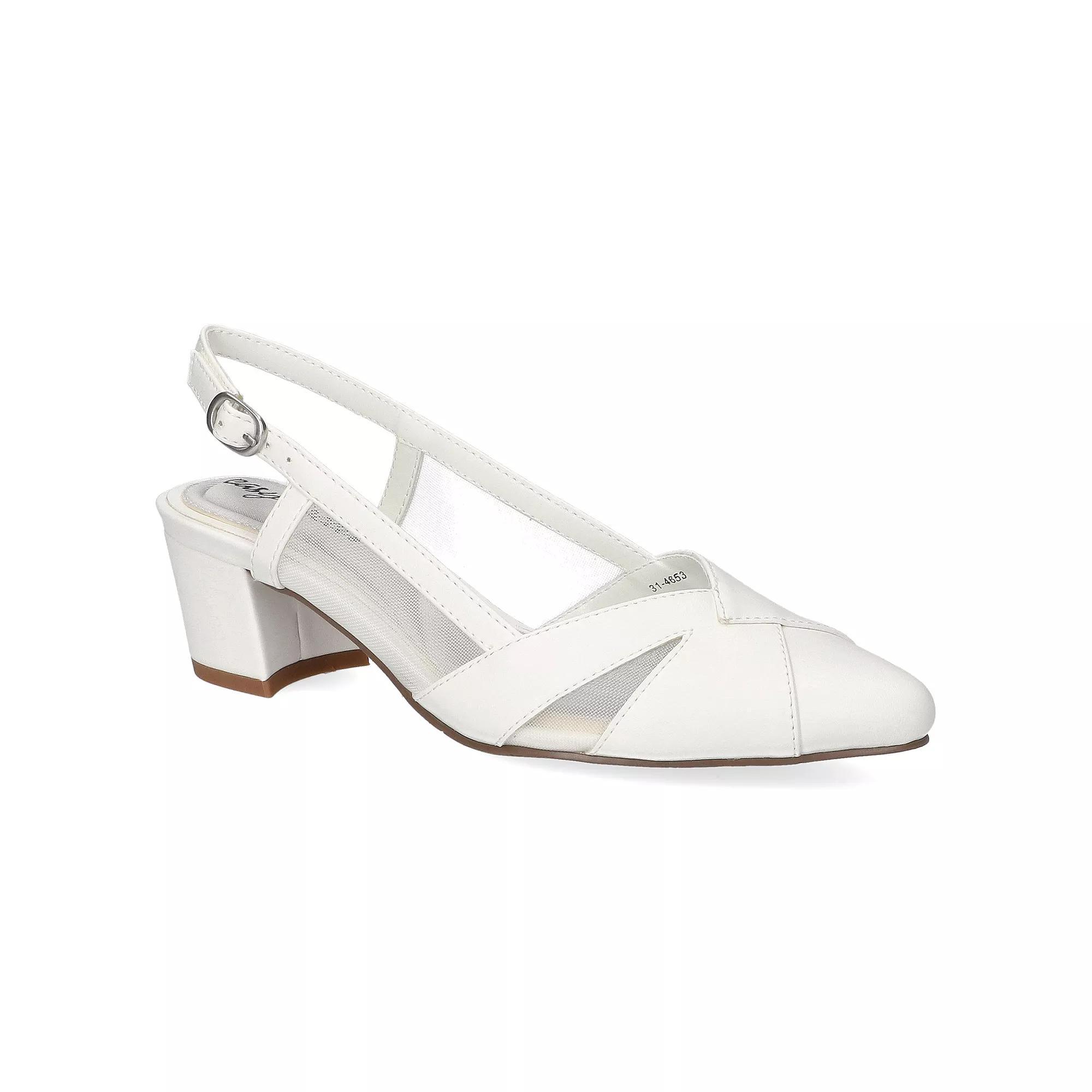 Easy Street Avena Women's Block Heel Slingback Pumps, Size: 8 Wide, White Product Image