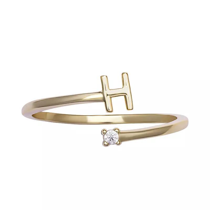 PRIMROSE Sterling Silver Cubic Zirconia Initial Bypass Band Ring, Women's, Size: 7, Gold Tone F Product Image