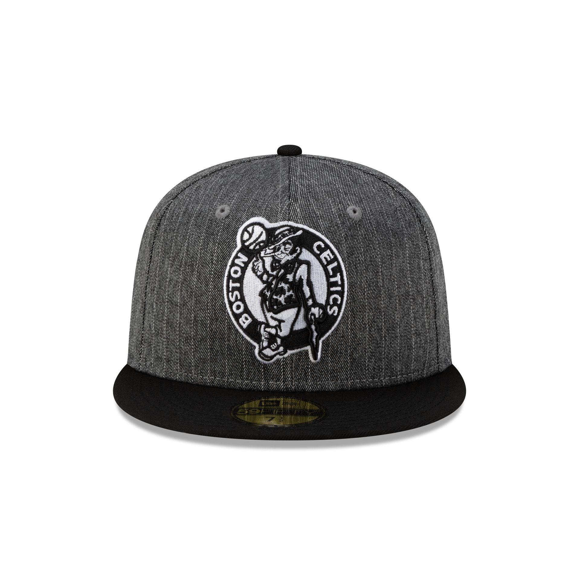 Just Caps Black Pinstripe Boston Celtics 59FIFTY Fitted Hat Male Product Image