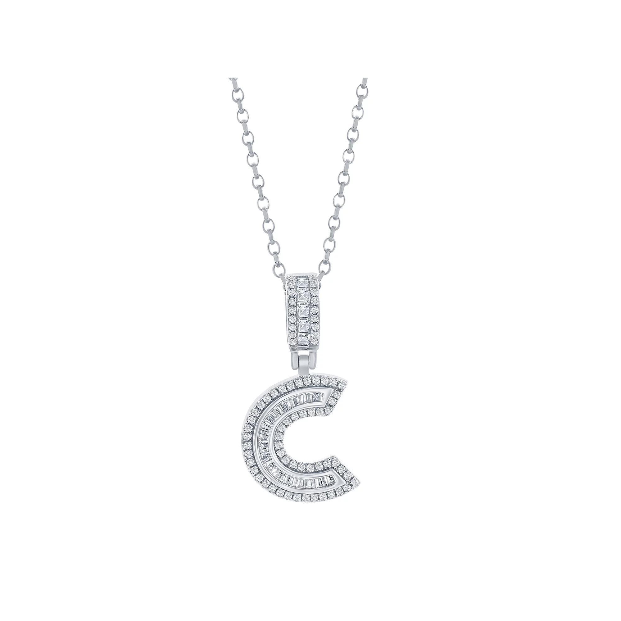 Argento Bella Sterling Silver Cubic Zirconia Initial Pendant Necklace, Women's, Size: 18", Sterling E Product Image