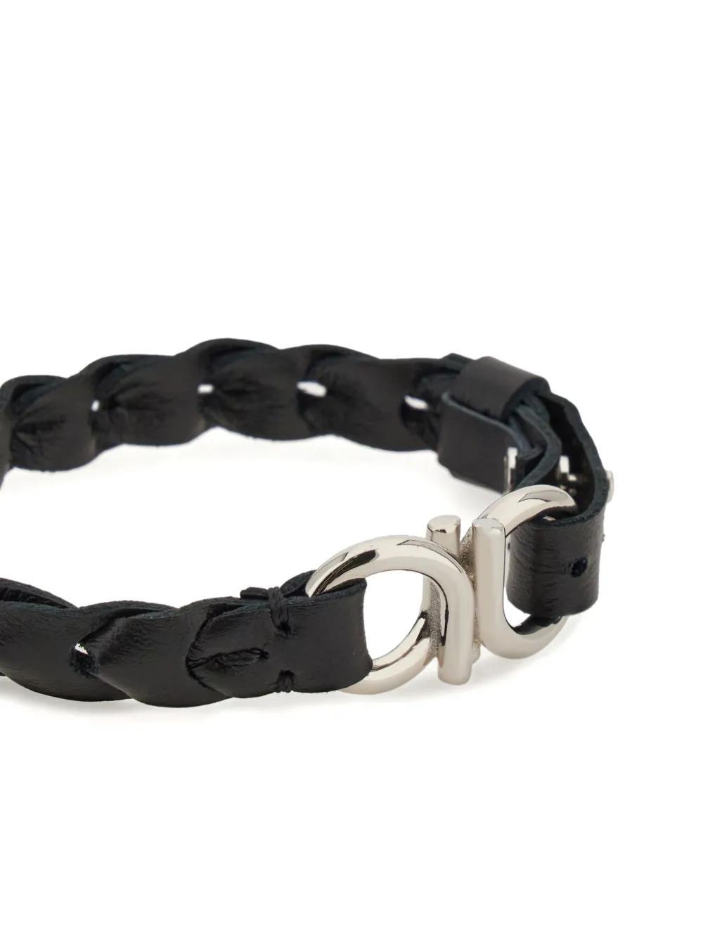 FERRAGAMO Gancini Braided Bracelet In Black Product Image