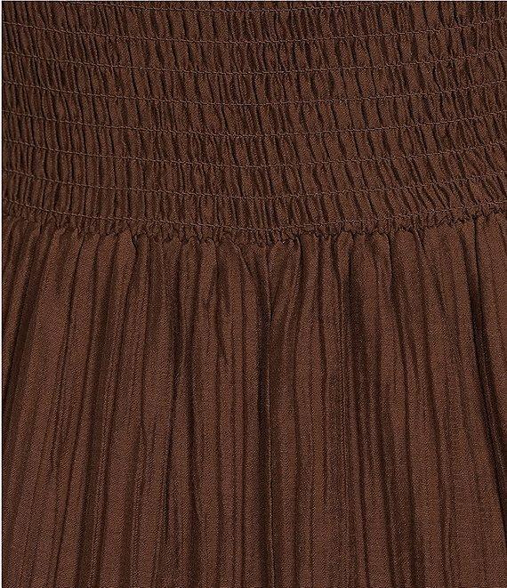 Midnight Doll Crinkle Woven Square Neck Short Puff Sleeve Smocked Bodice Dress Product Image