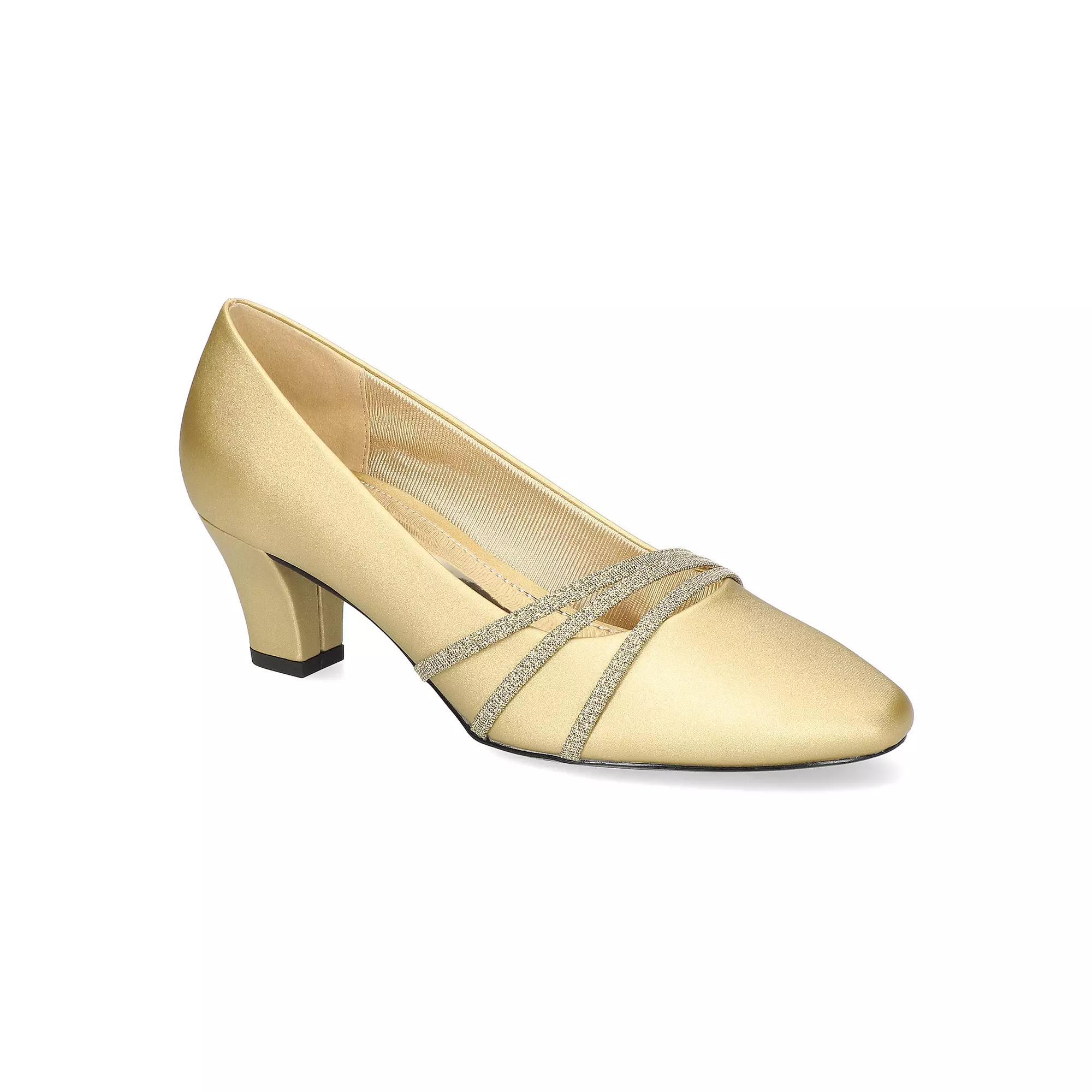 Easy Street Cristiny Women's Pumps, Size: 7 Wide, Gold Satin Product Image