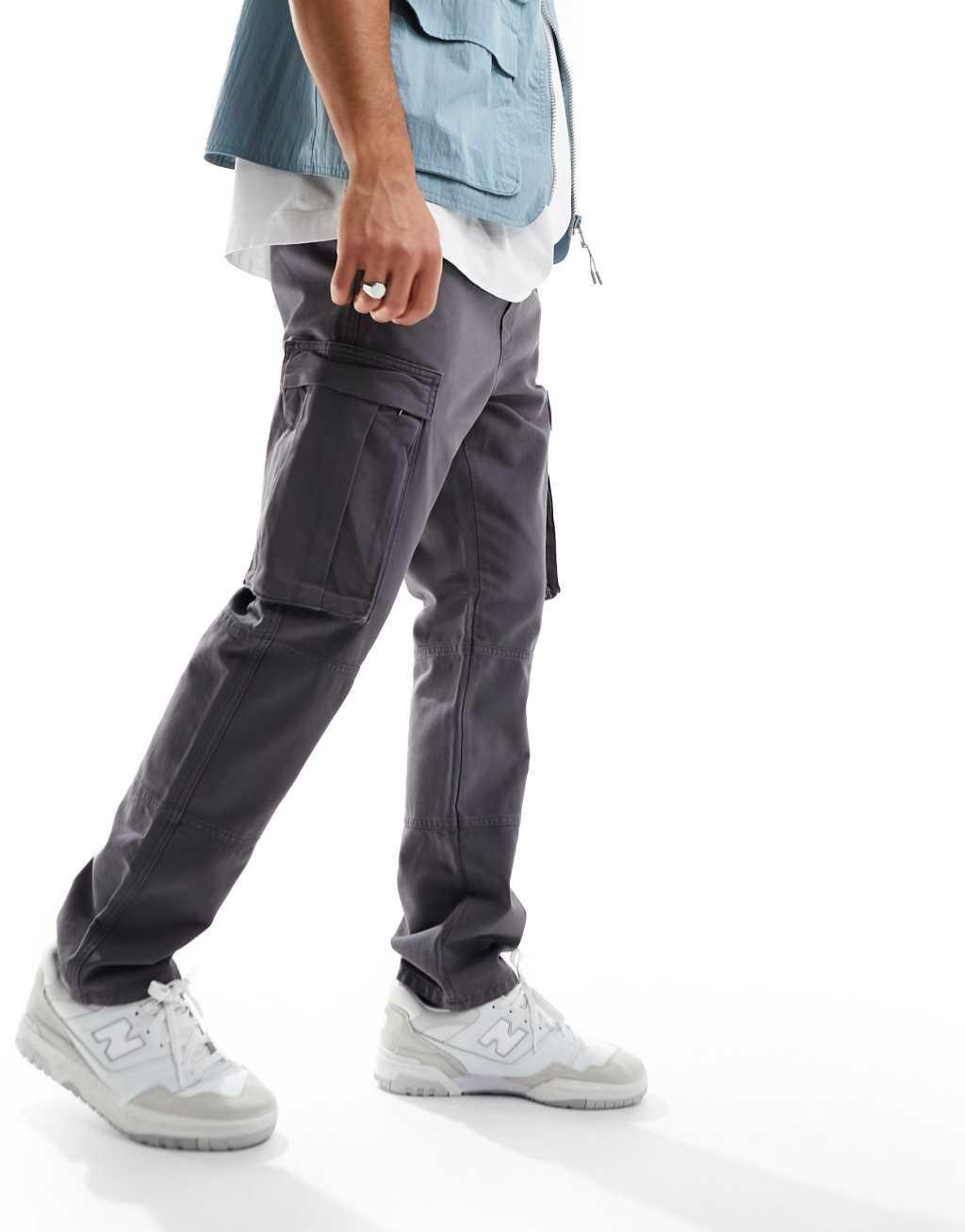 Only & Sons loose fit cargo pants in gray Product Image