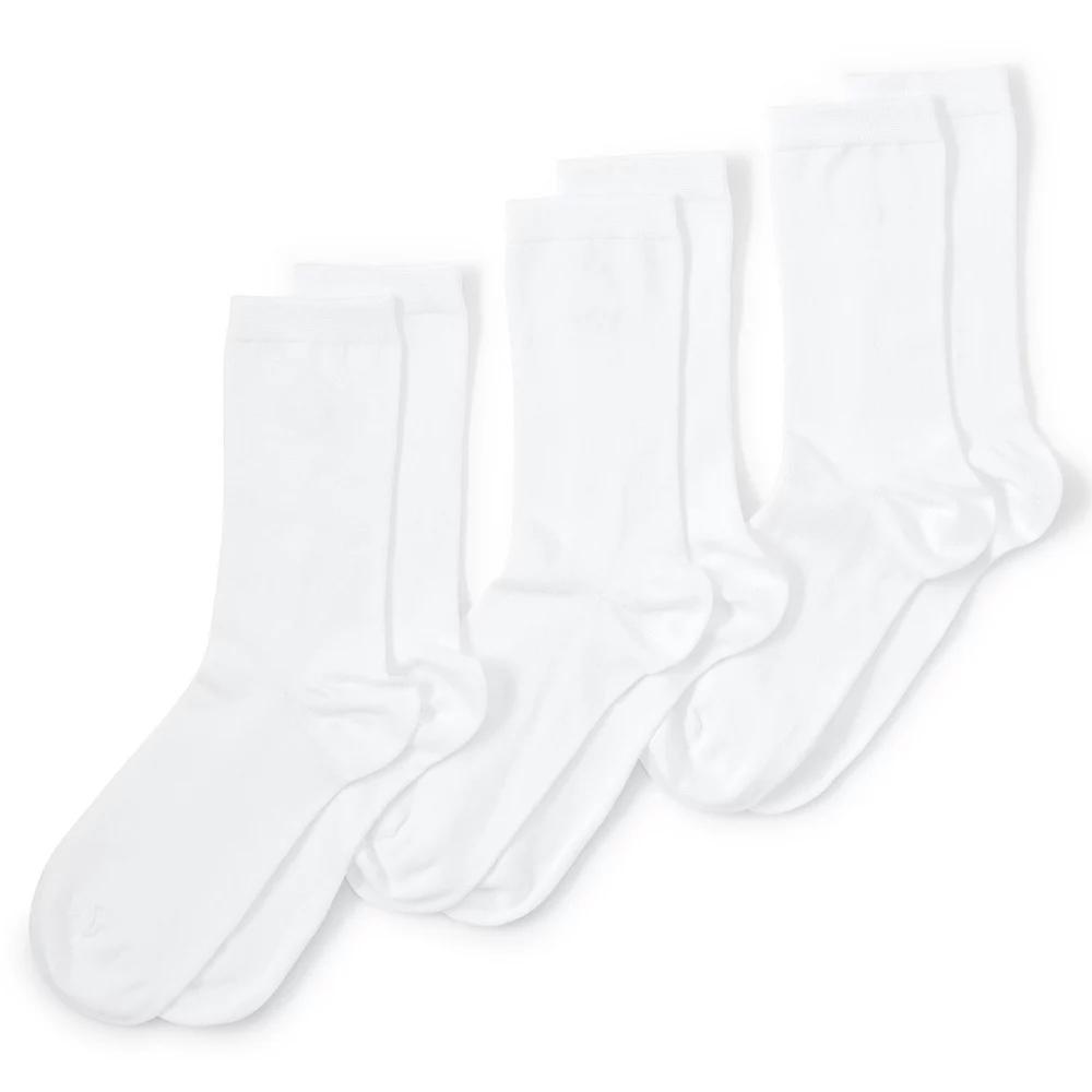 Women's Lands' End Seamless Toe Solid Crew Socks 3-Pack, Size: Small-Medium, White Product Image
