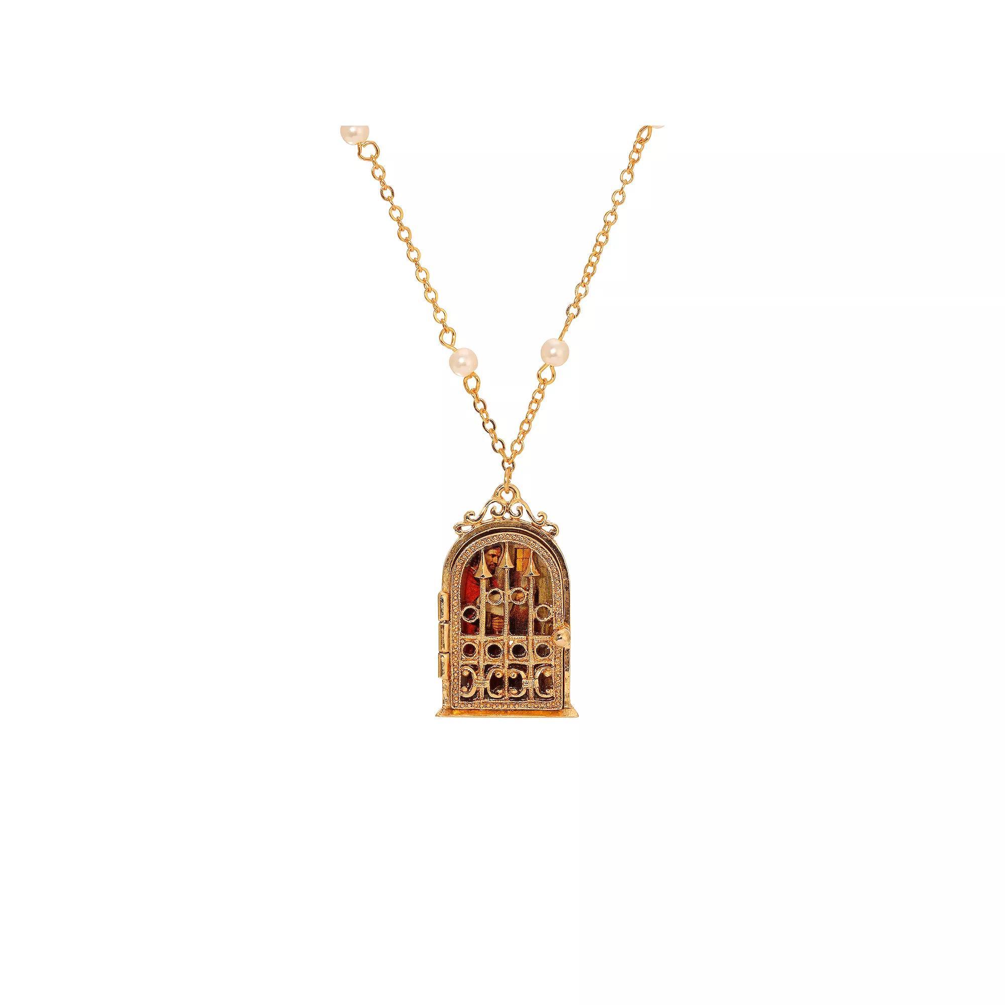 Symbols Of Faith Gold Tone Simulated Pearl Bible Verse House Locket Necklace, Womens, My Prayer Product Image