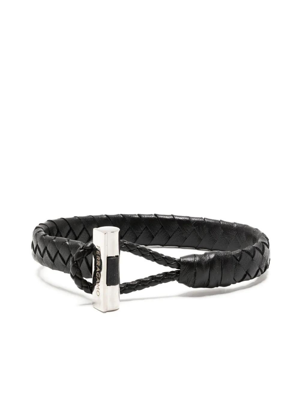 FERRAGAMO Leather Bracelet In Black Product Image