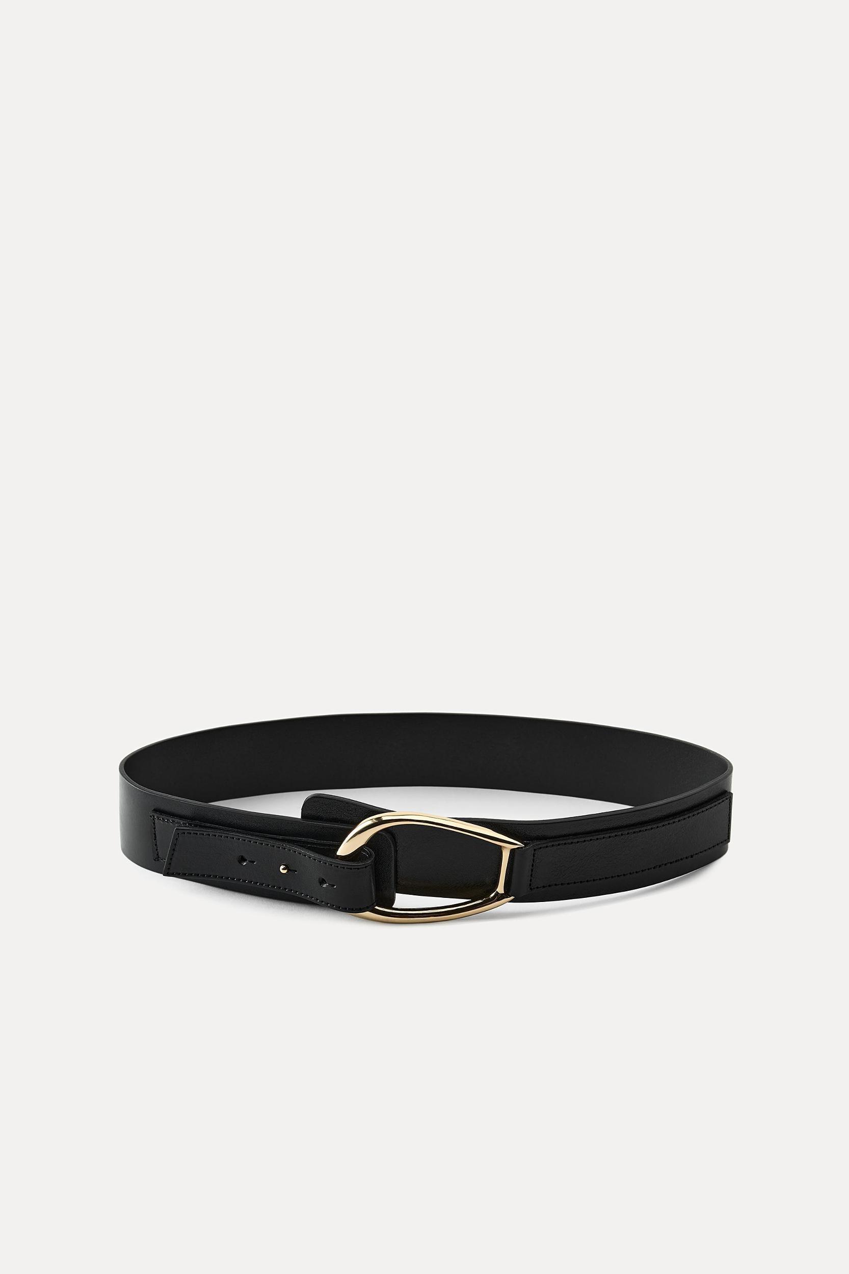 LEATHER SASH BELT WITH OVAL BUCKLE Product Image