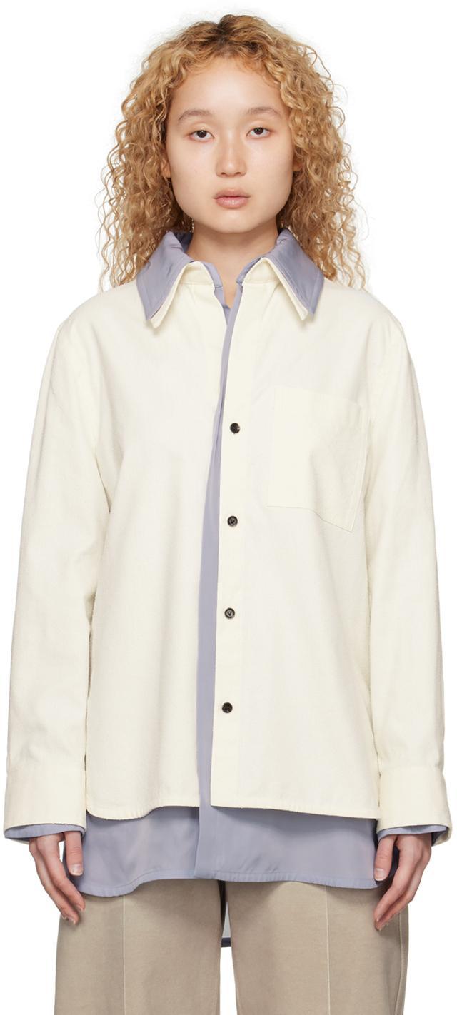 BOTTEGA VENETA Layered Button-front Cotton Shirt In Chalk Polar Product Image