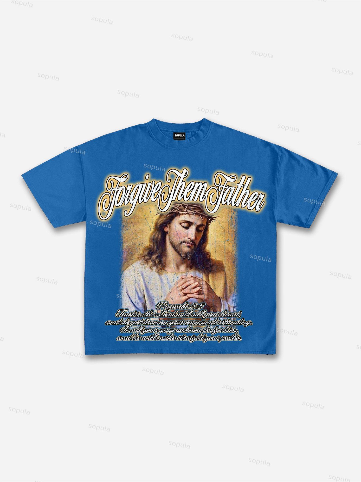 Forgive Them Father Jesus Graphic Cotton T-shirt Product Image