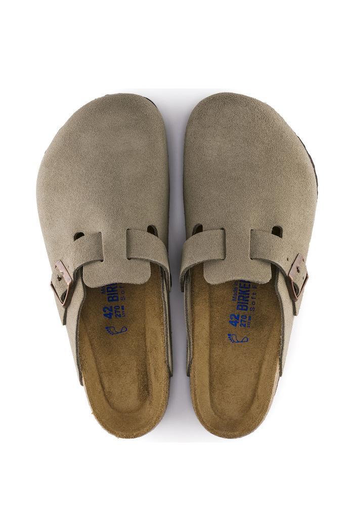 Birkenstock Boston  Soft Footbed Regular Width in Taupe Suede Product Image