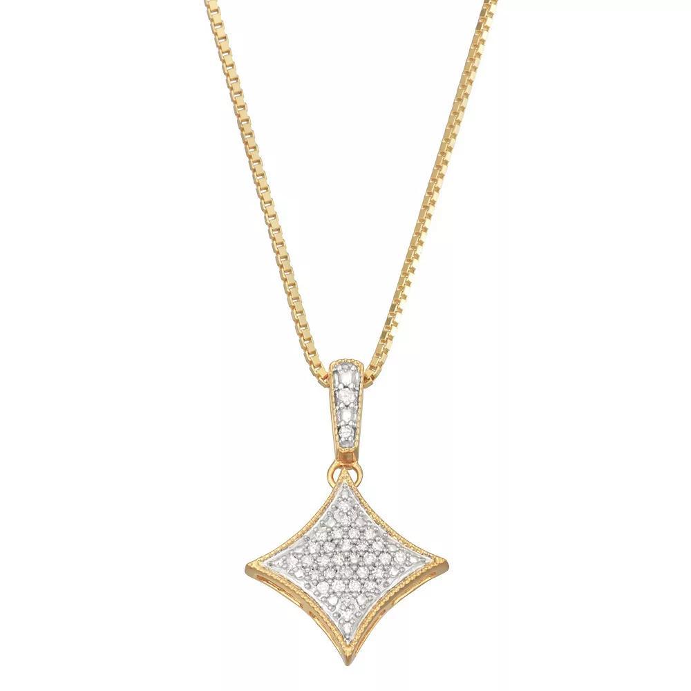 HDI 10k Gold Over Silver 1/10 Carat T.W. Diamond Pendant Necklace, Women's, Size: 18", Gold Over Sterling Product Image
