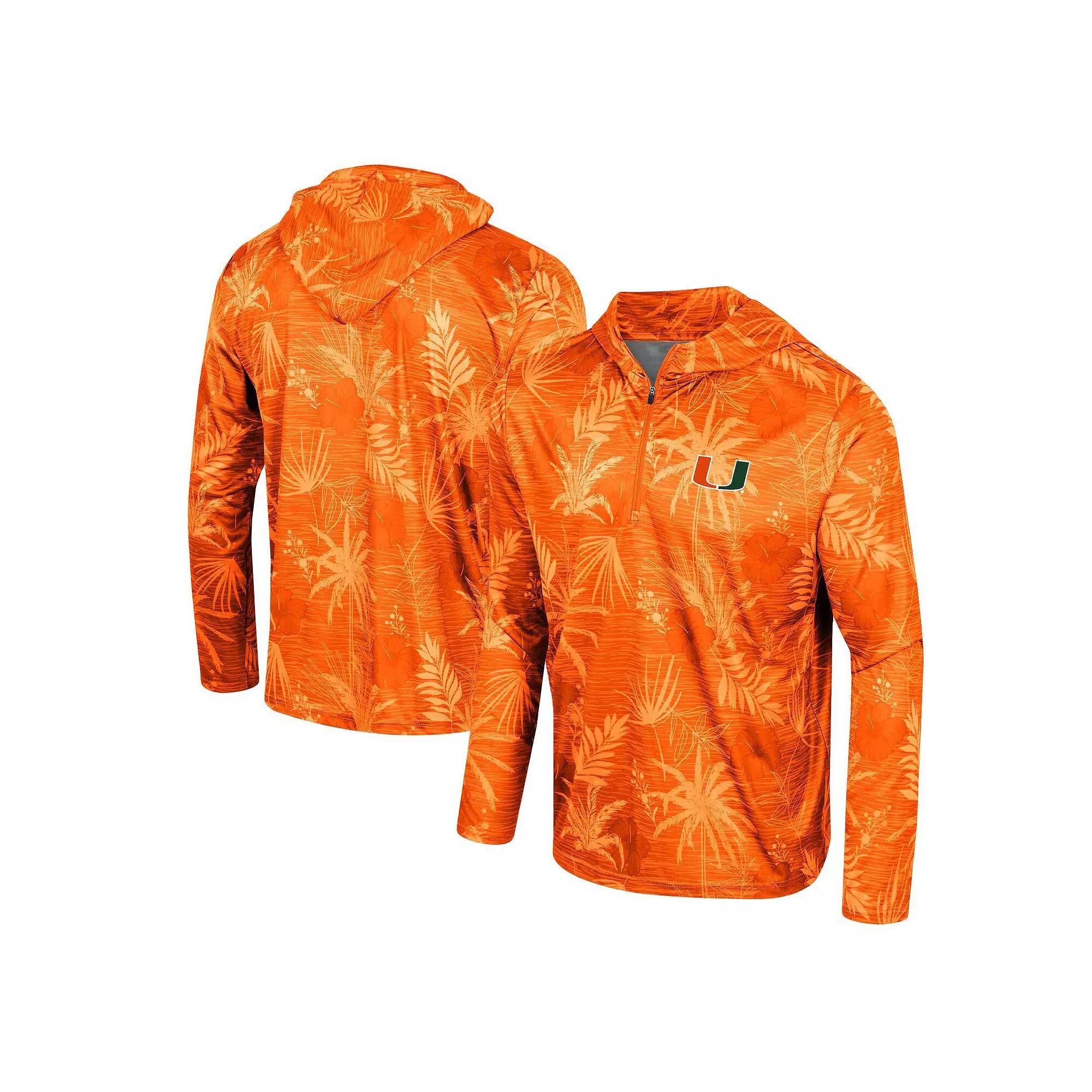 Men's Colosseum Orange Syracuse Orange Palms Printed Lightweight Quarter-Zip Hooded Top, Size: Large Product Image