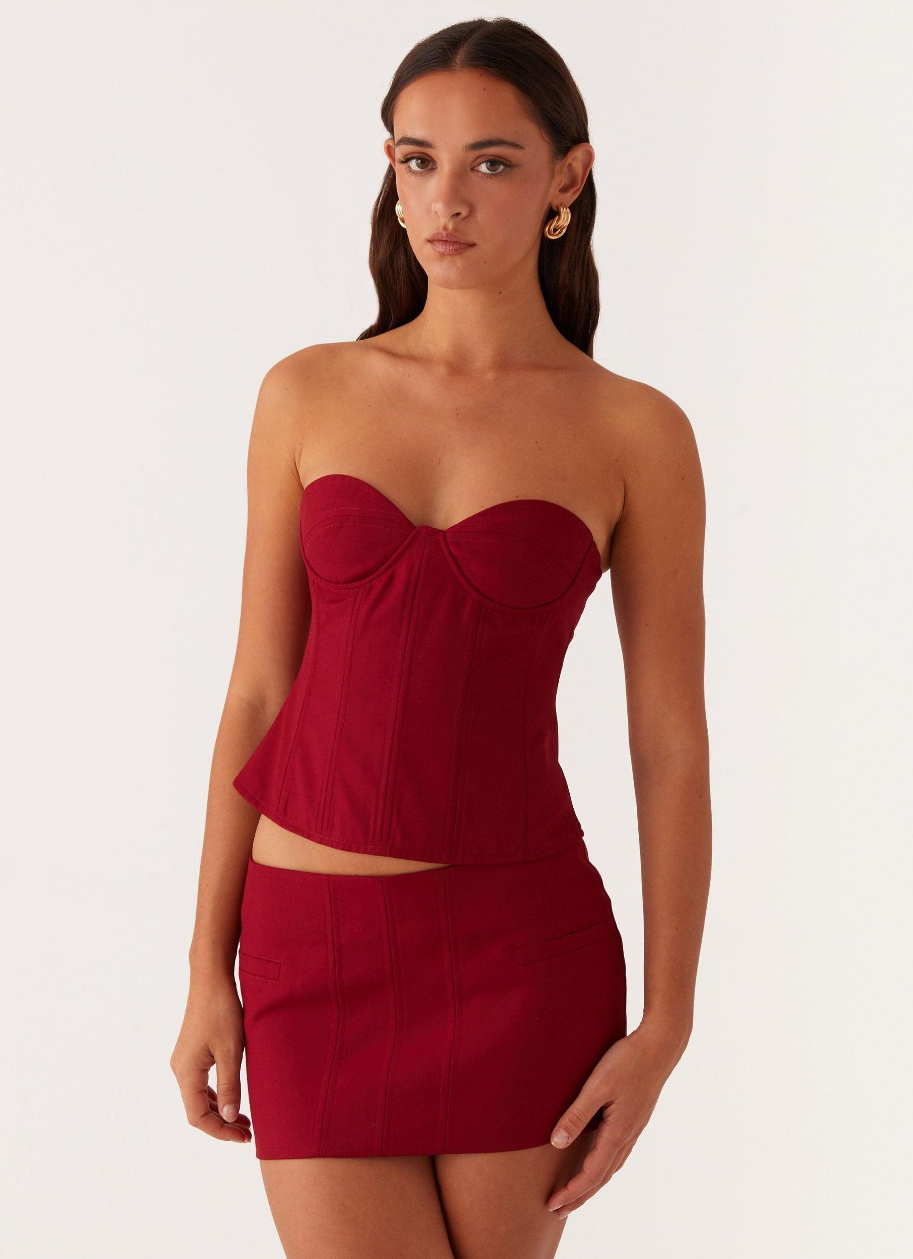 Armelle Corset Top - Maroon Product Image