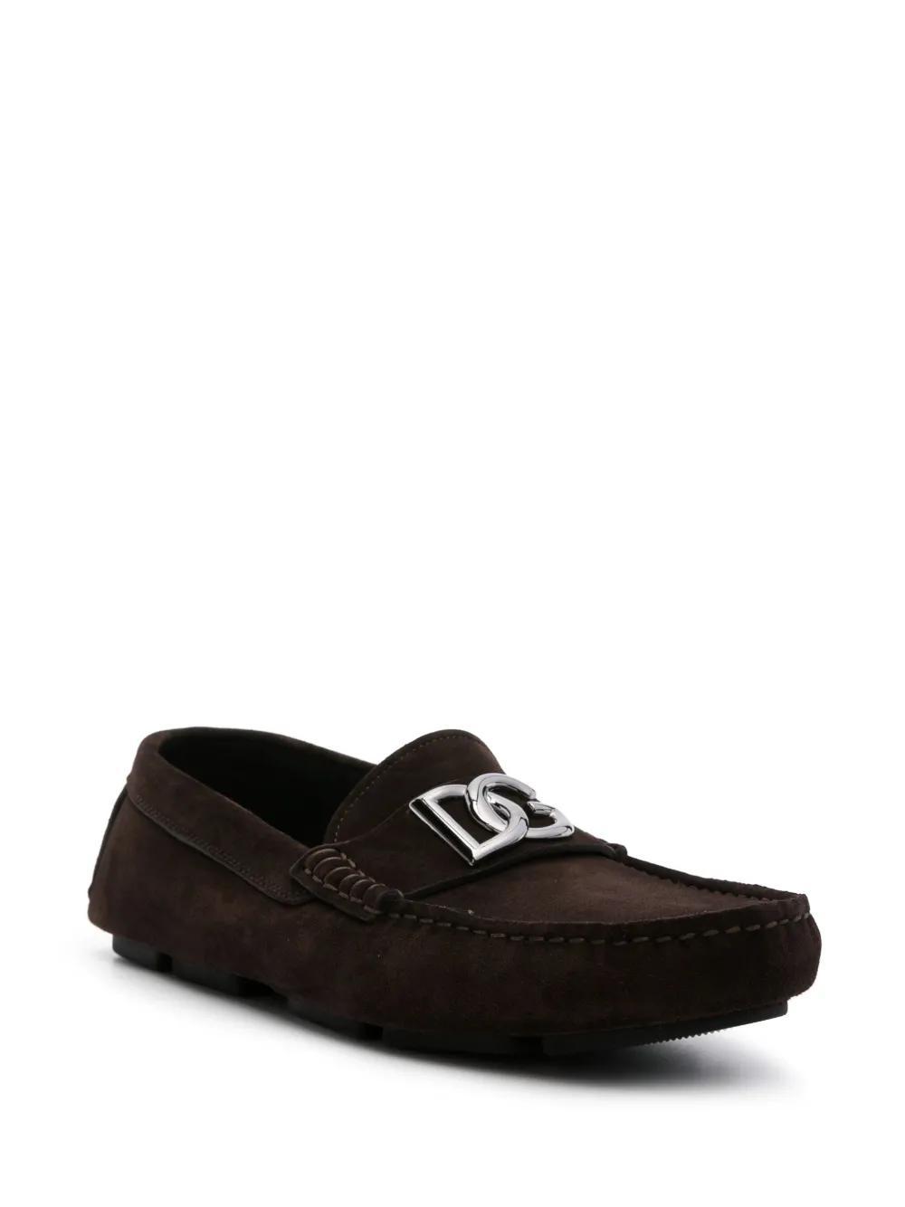 logo-plaque suede loafers Product Image