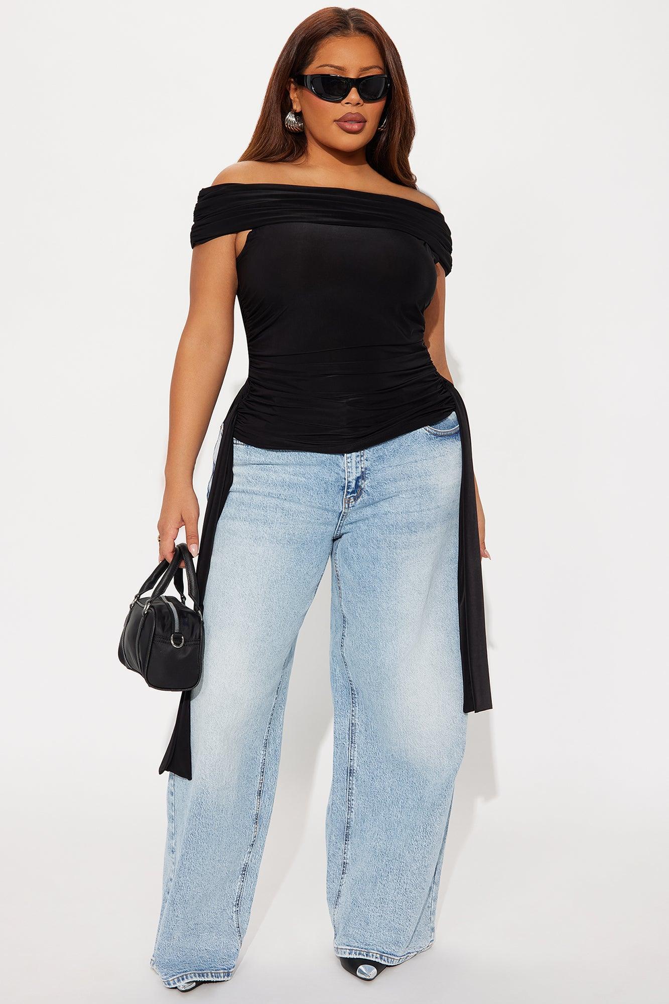 Odyss Ruched Off Shoulder Top - Black Product Image