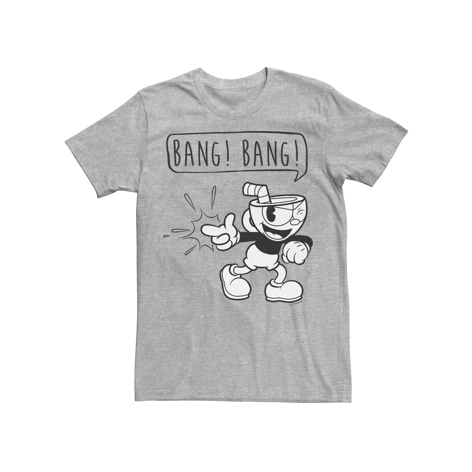 Men's The Cuphead Show Bang Bang Finger Gun Outline Tee, Size: Small, Athletic Grey Product Image