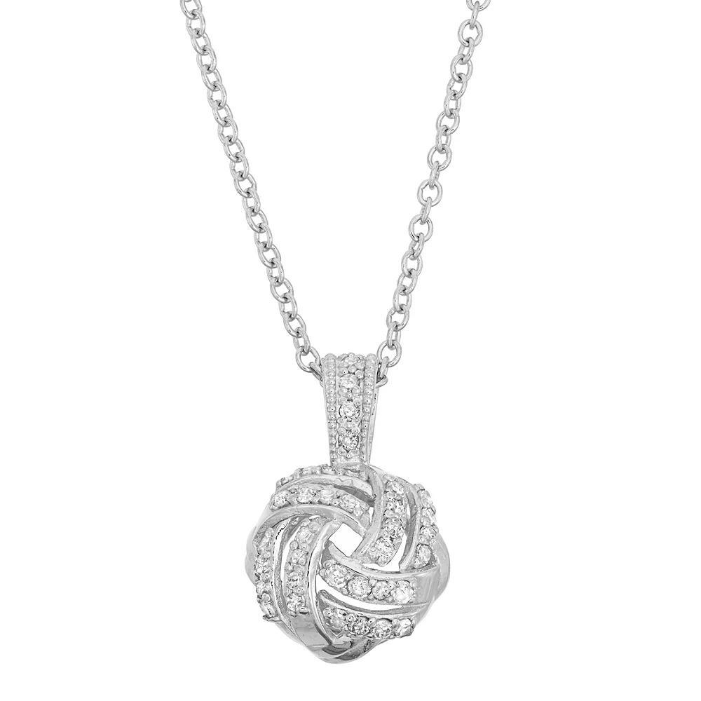 Tiara 10k Gold 1/5 Carat T.W. Love Knot Pendant, Women's, Size: 18", 10k White Gold Product Image