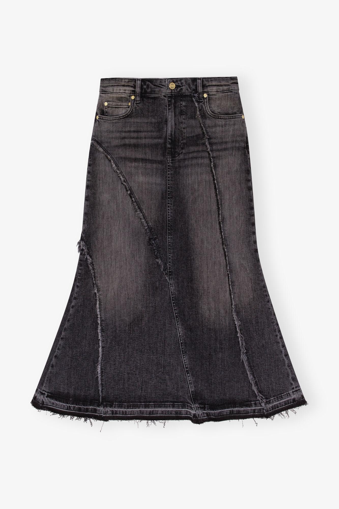 Washed Black Denim Skirt Product Image