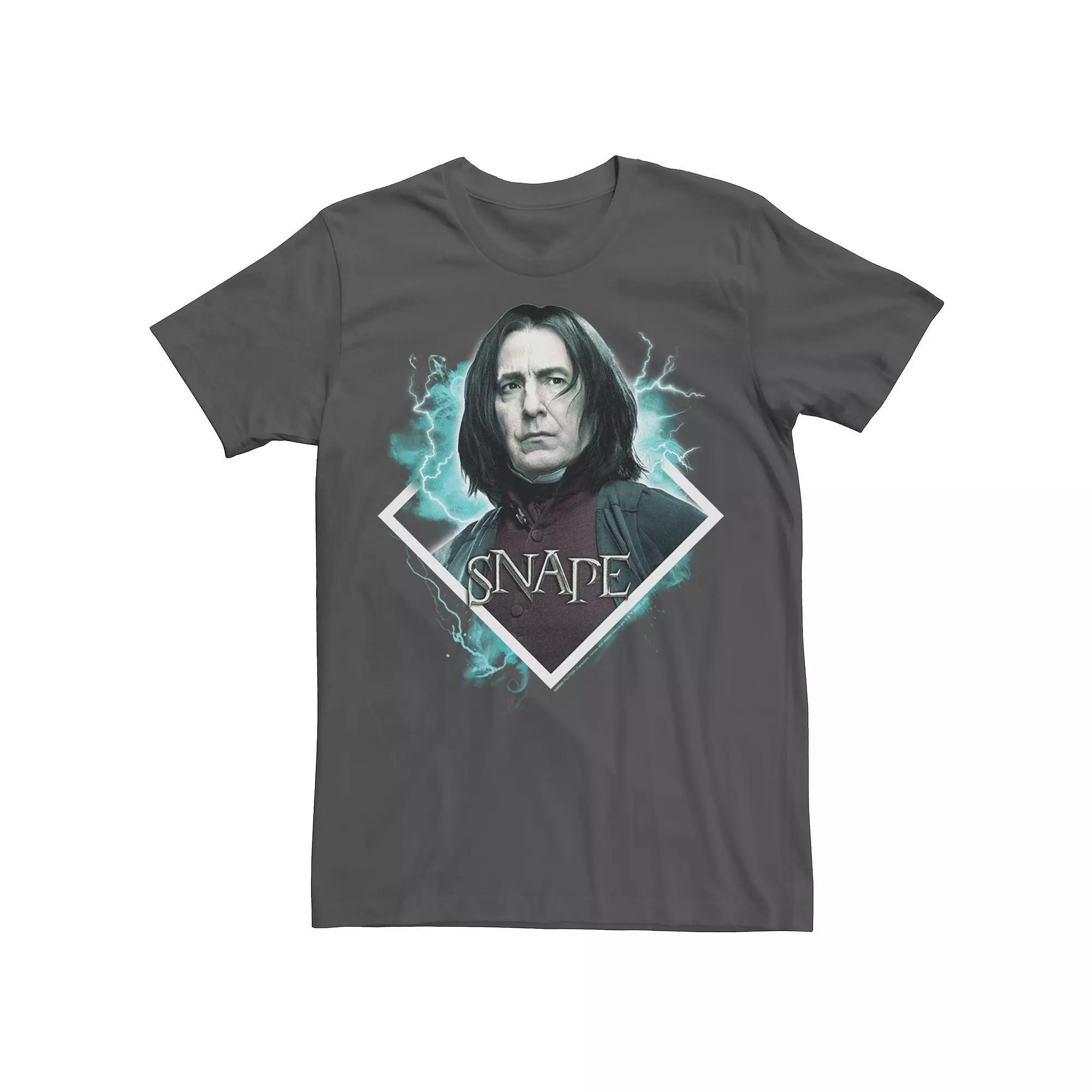 Men's Harry Potter Snape Blue Lightning Character Portrait Graphic Tee, Size: Small, Grey Product Image