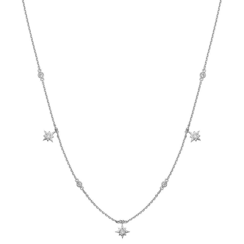 Sterling Shimmer Cubic Zirconia Star Necklace, Womens Product Image