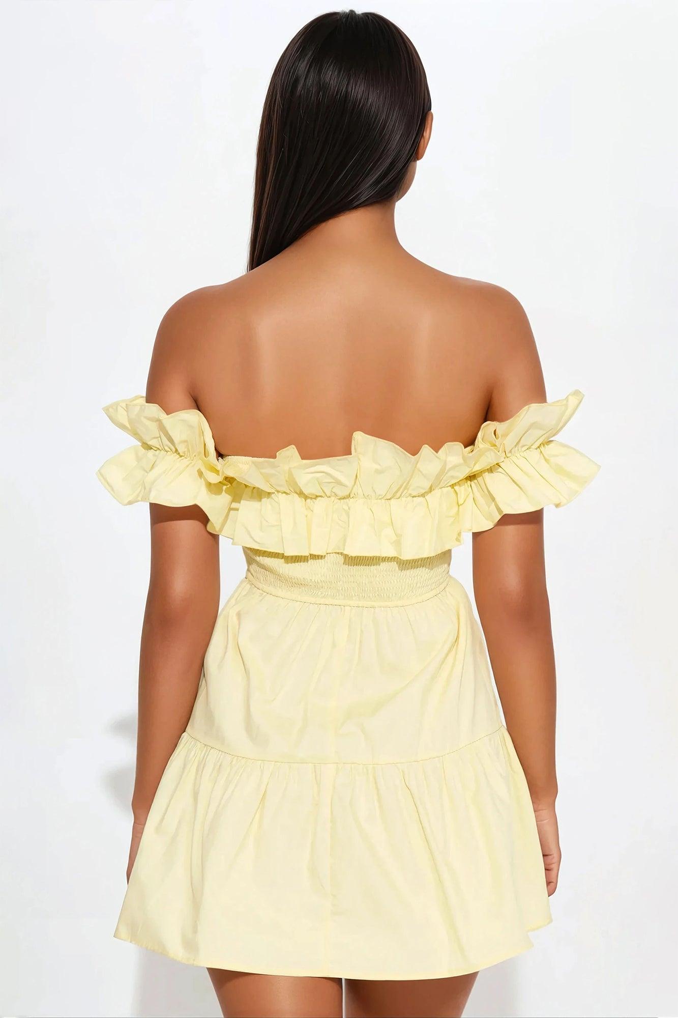 Melissa Poplin Mini Dress - Yellow Product Image