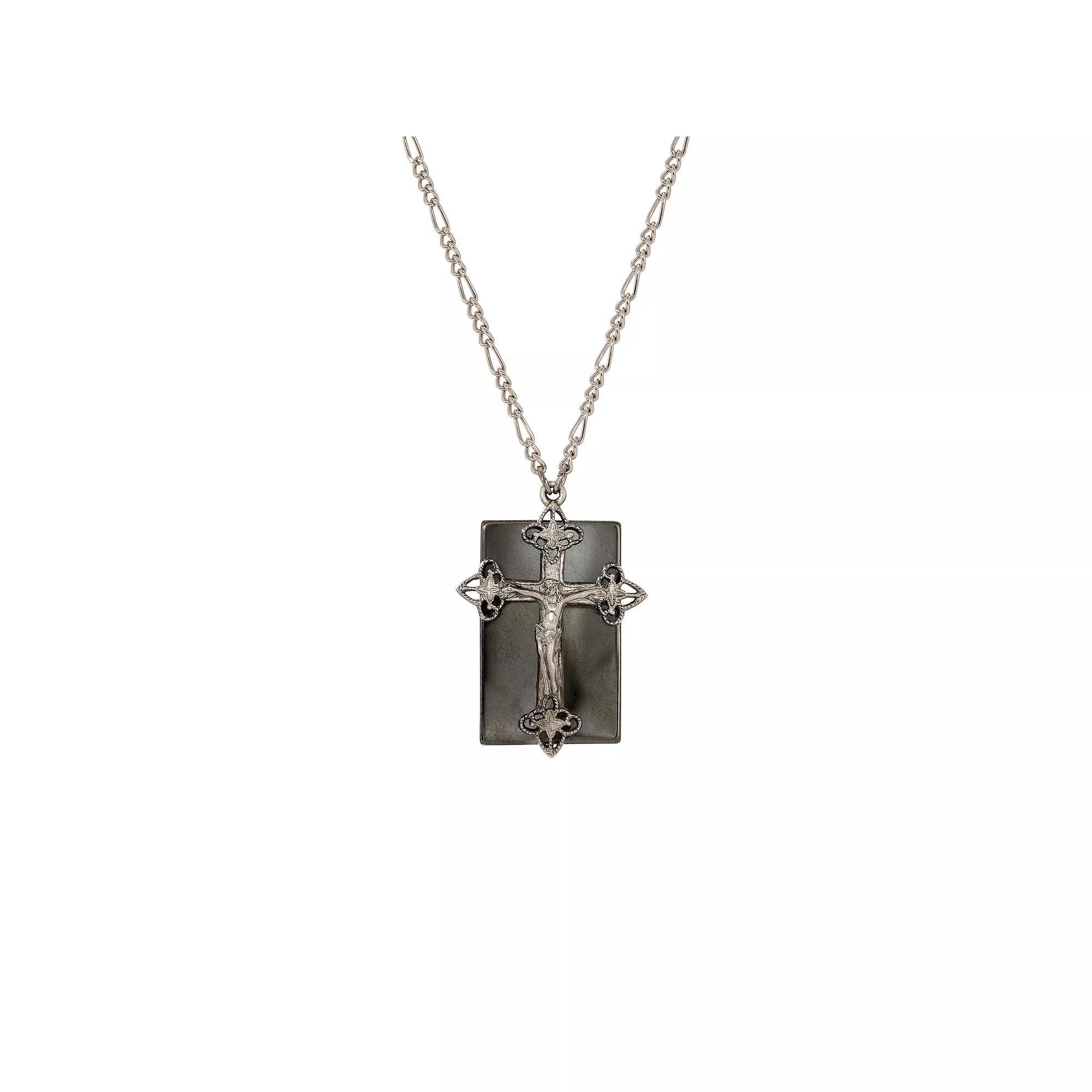 Symbols of Faith Silver Tone Crucifix Pendant Necklace, Womens, Gray Product Image