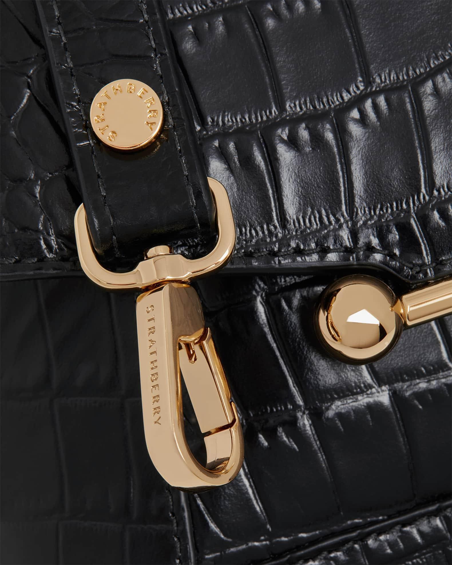 Mosaic Croc-Embossed Leather Top-Handle Bag Product Image