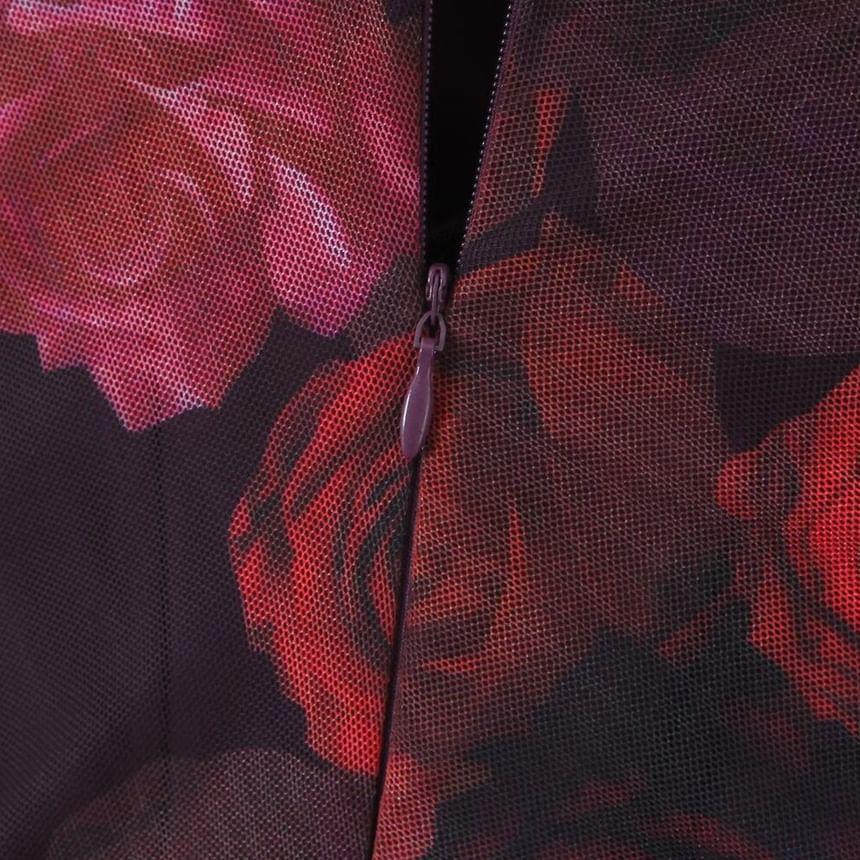 Spaghetti Strap Floral Print Ruched Mesh Maxi Sheath Dress Product Image