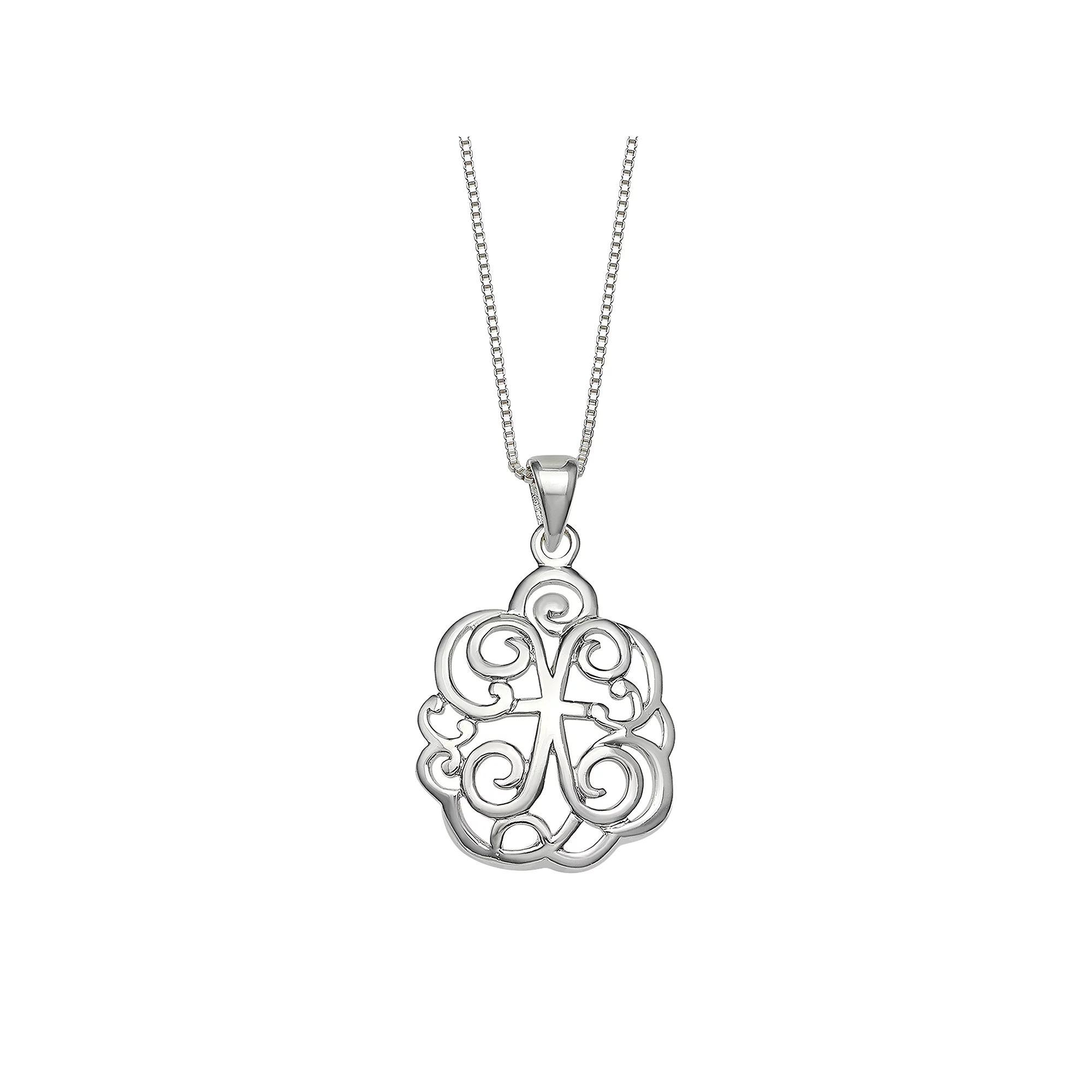 PRIMROSE Sterling Silver Monogram Initial Pendant Necklace, Women's, Size: 18", Silver Tone F Product Image