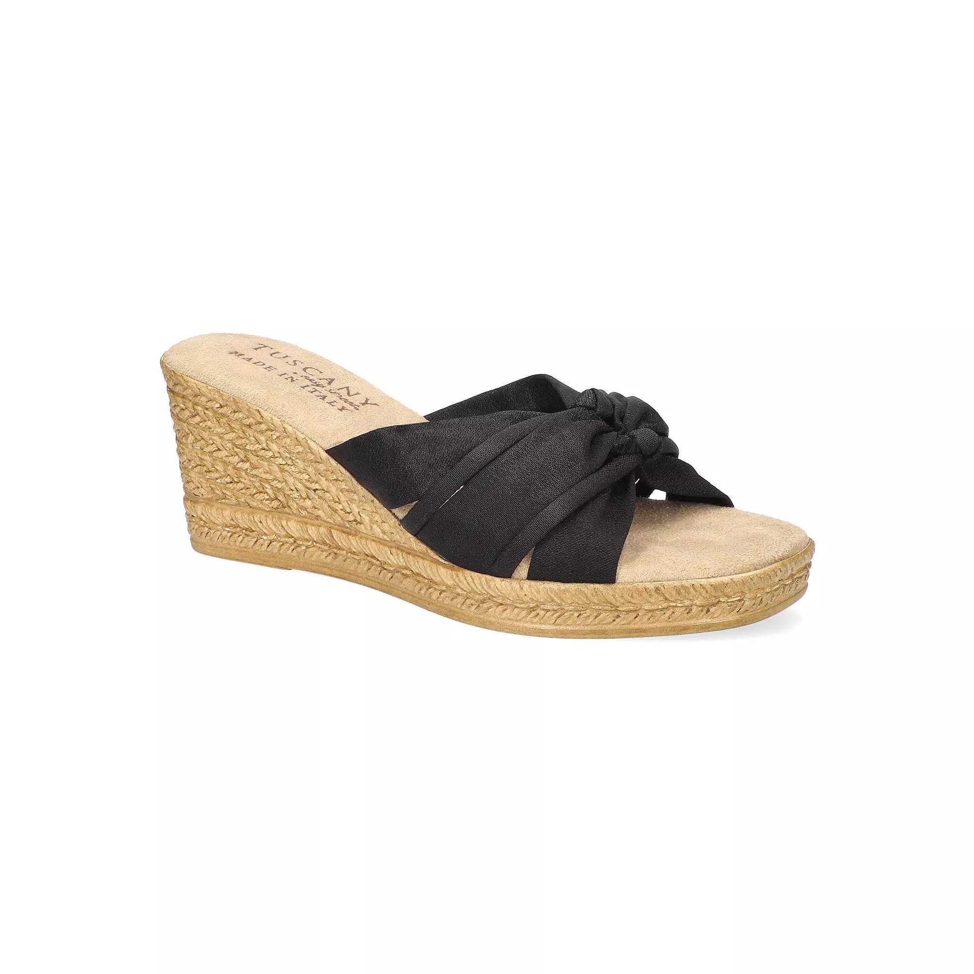 Easy Street Ghita Tuscany Women's Wedge Sandals, Size: 9 XW, Black Crepe Product Image