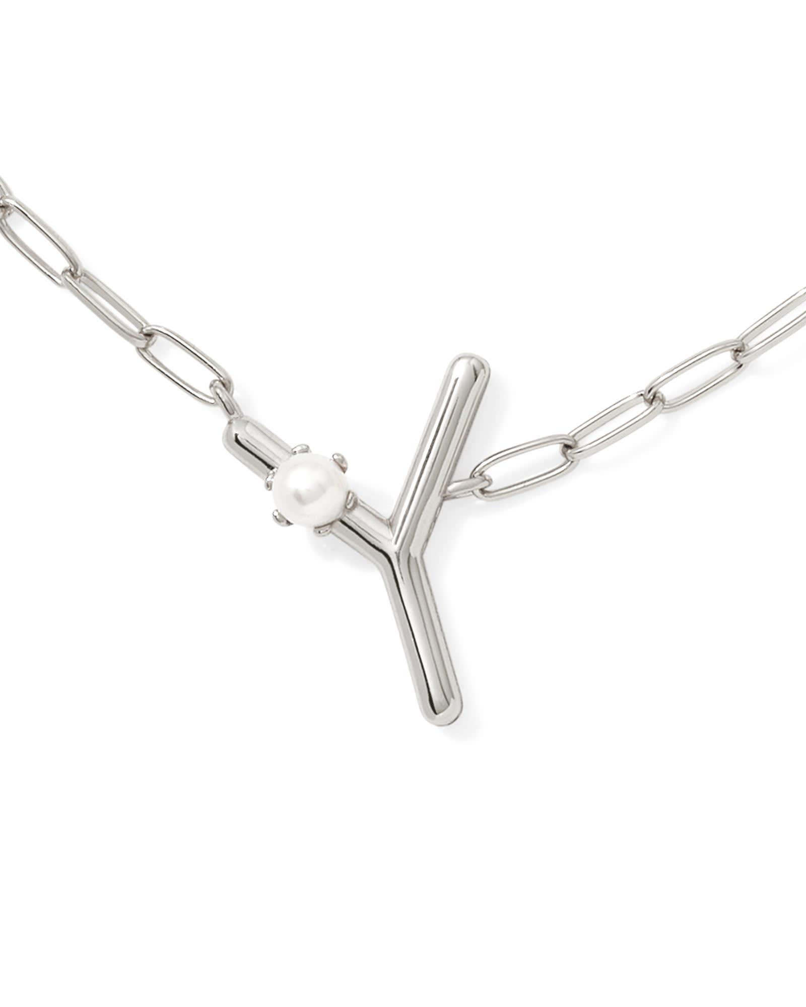 Pearl Silver Letter X Short Pendant Necklace in Freshwater Cultured Pearl Product Image