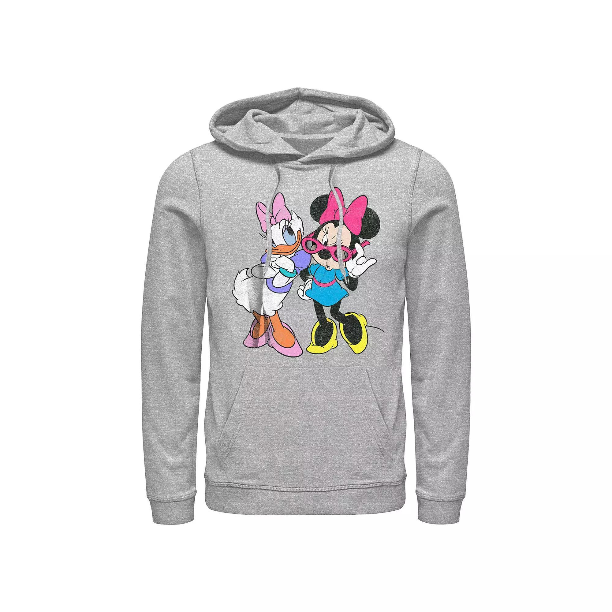 Men's Mickey Mouse Minnie And Daisy Graphic Hoodie, Size: Large, Athletic Grey Product Image