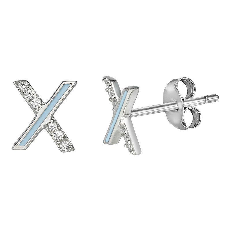 PRIMROSE Sterling Silver Cubic Zirconia Initial Stud Earrings, Women's, Orange K Product Image