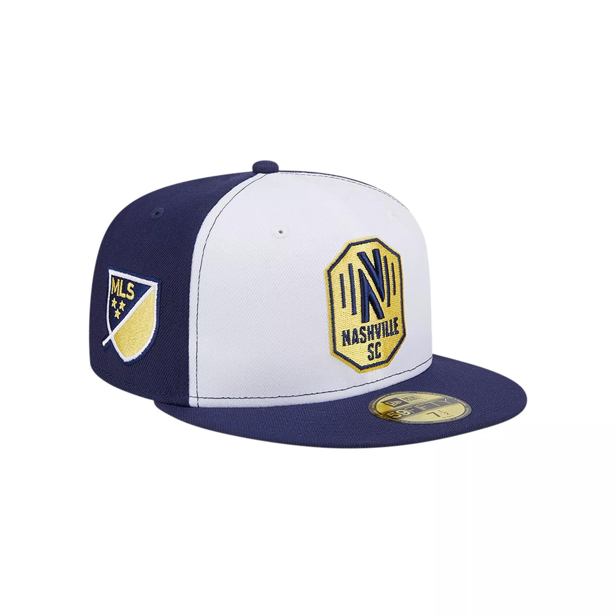 Men's New Era White/Navy Nashville SC 2024 Kick Off Collection 59FIFTY Fitted Hat, Size: 7 1/4, Mls White Product Image