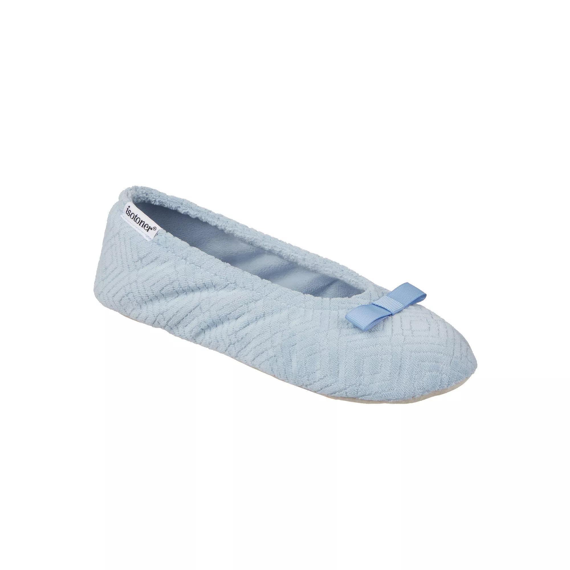 Women's isotoner Gemma Micro Terrycloth Ballerina Slippers, Size: Small, Blue Fog Product Image