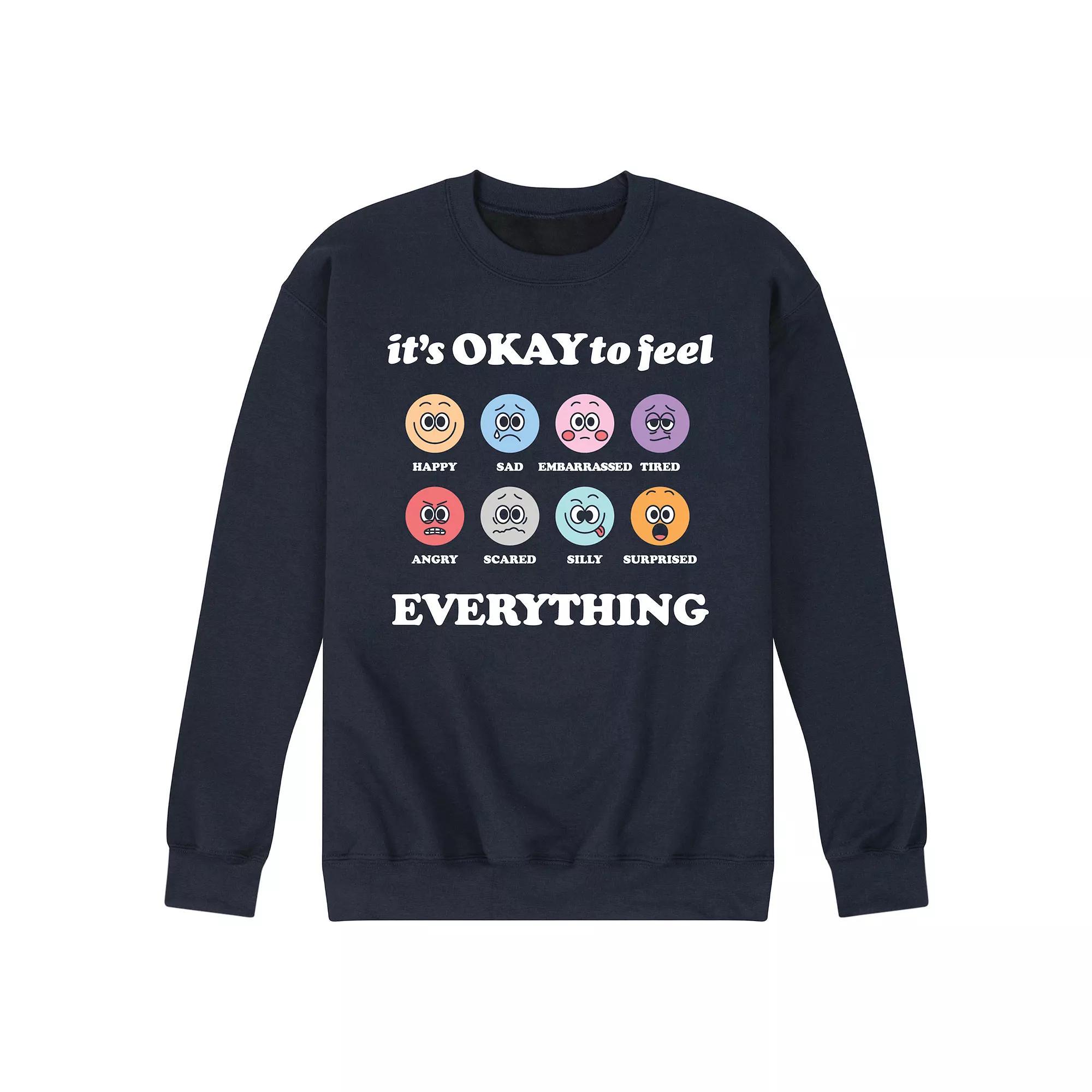 Mens Its Okay to Feel Everything Fleece Sweatshirt Blue Product Image