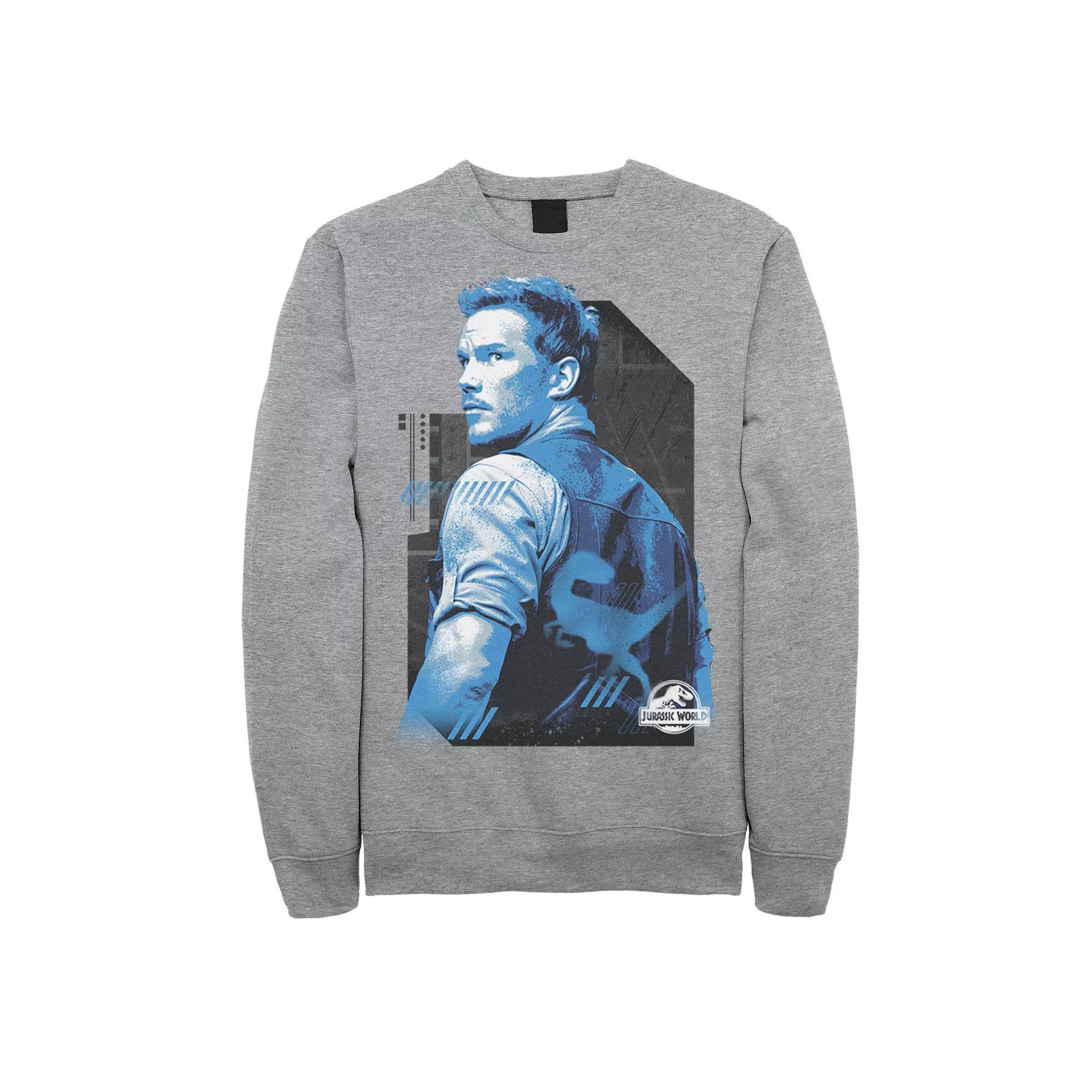 Men's Jurassic World Owen Blue Tone Portrait Sweatshirt, Size: Large, Athletic Grey Product Image