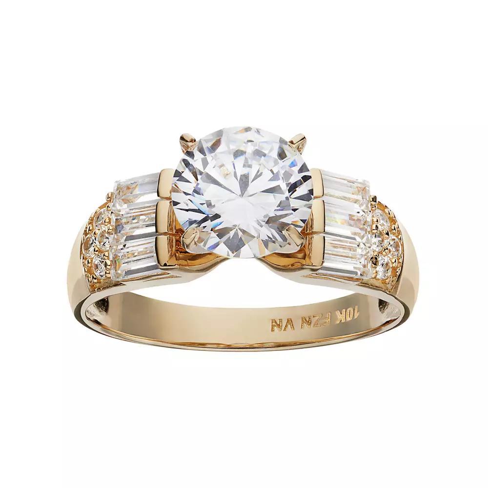 Cubic Zirconia 10k Gold Ring, Women's, Size: 8, White Product Image