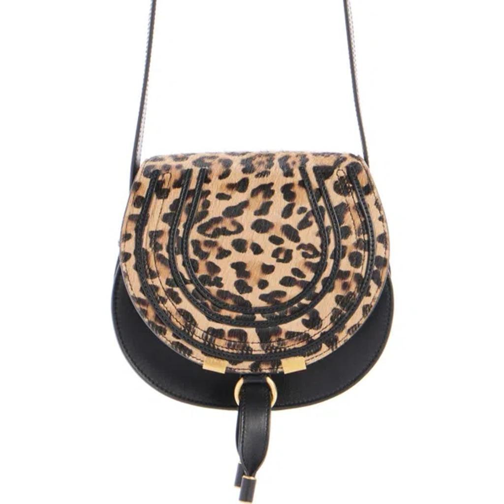 CHLOÉ Marcie Small Crossbody Bag In Leopard-print Calf Hair In Brown Product Image
