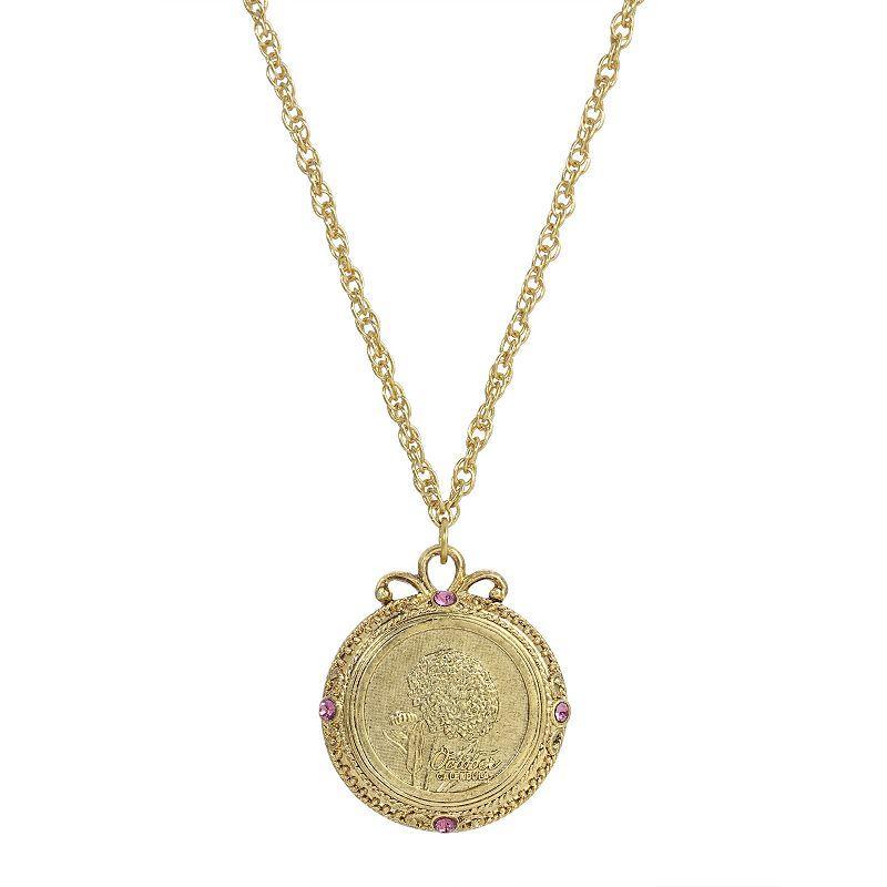 1928 Gold Tone Flower of the Month Pendant Necklace, Womens, September Product Image