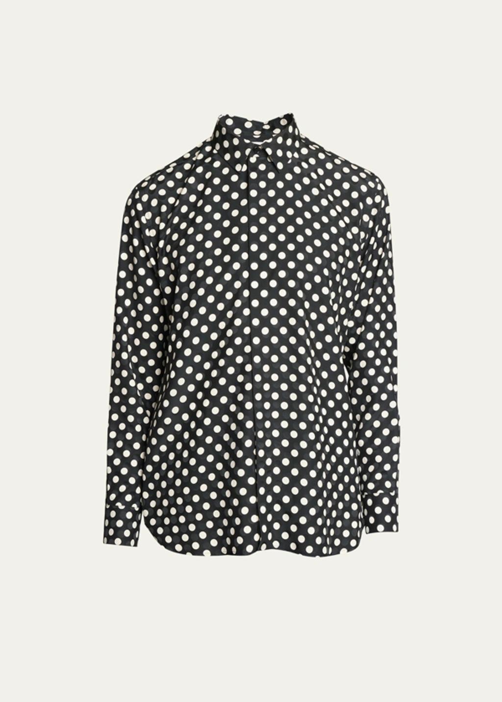 Mens Polka Dot Silk Sport Shirt Product Image