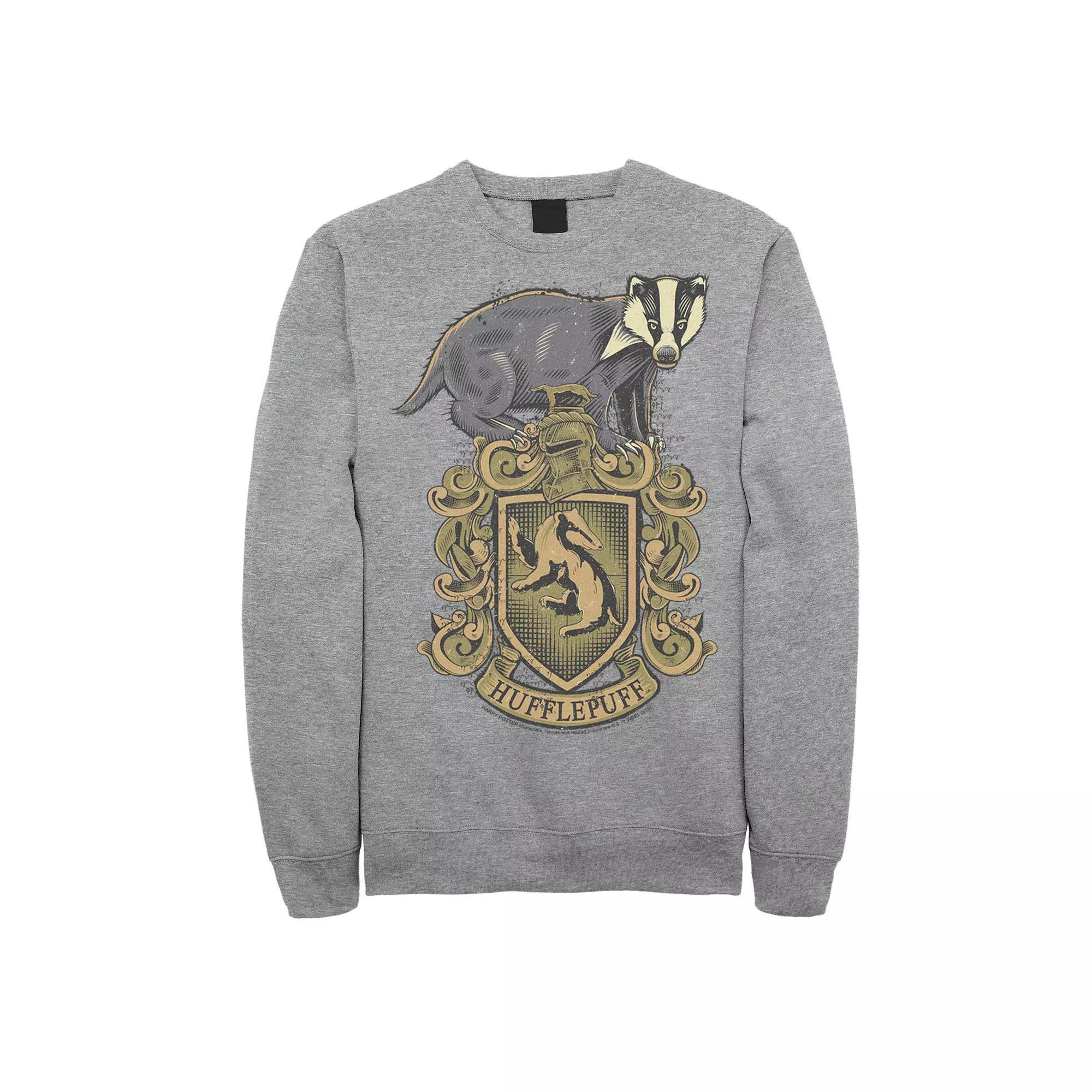 Men's Harry Potter Hufflepuff House Crest Fleece Pullover, Size: XXL, Athletic Grey Product Image