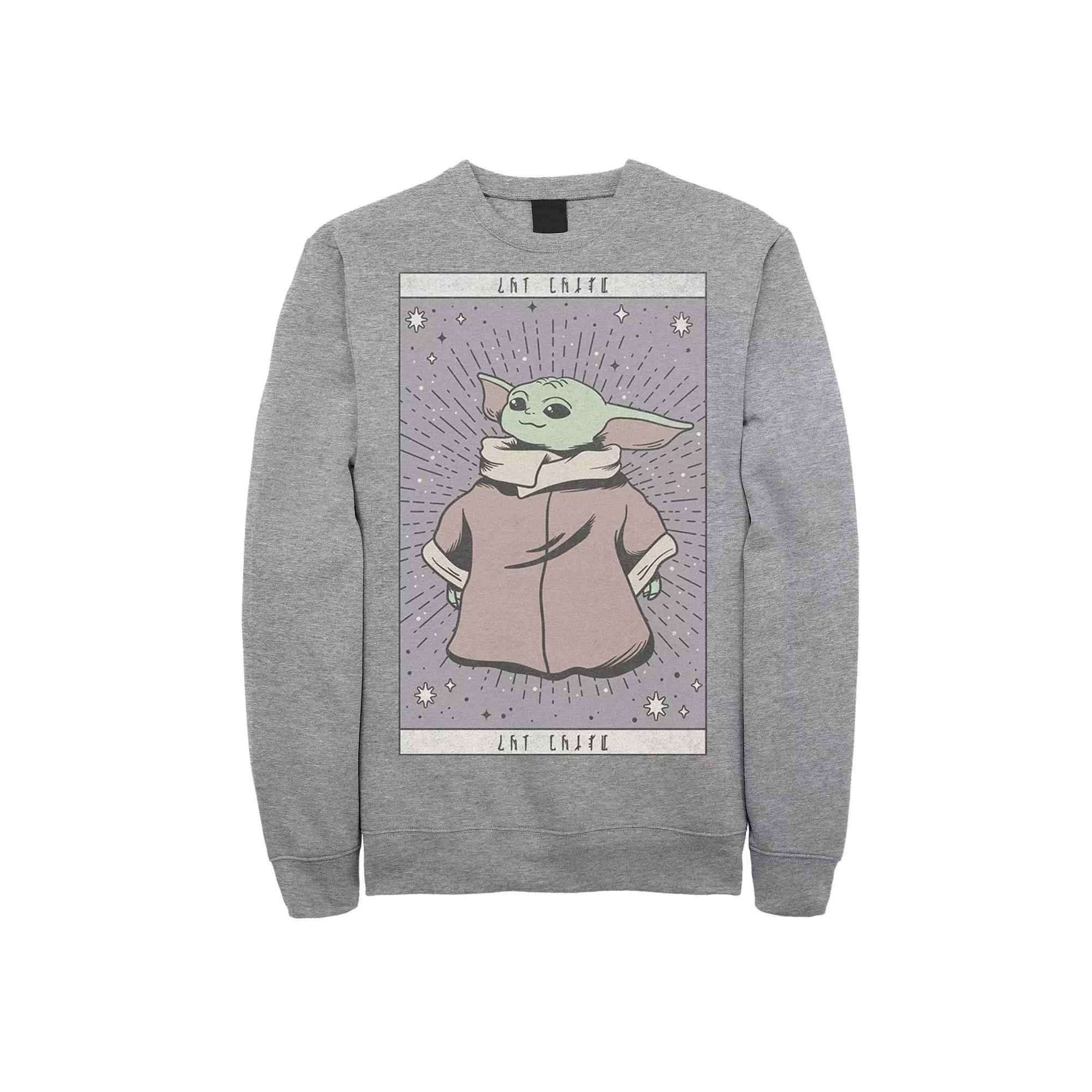 Men's Star Wars The Mandalorian The Child Card Portrait Sweatshirt, Size: Small, Athletic Grey Product Image