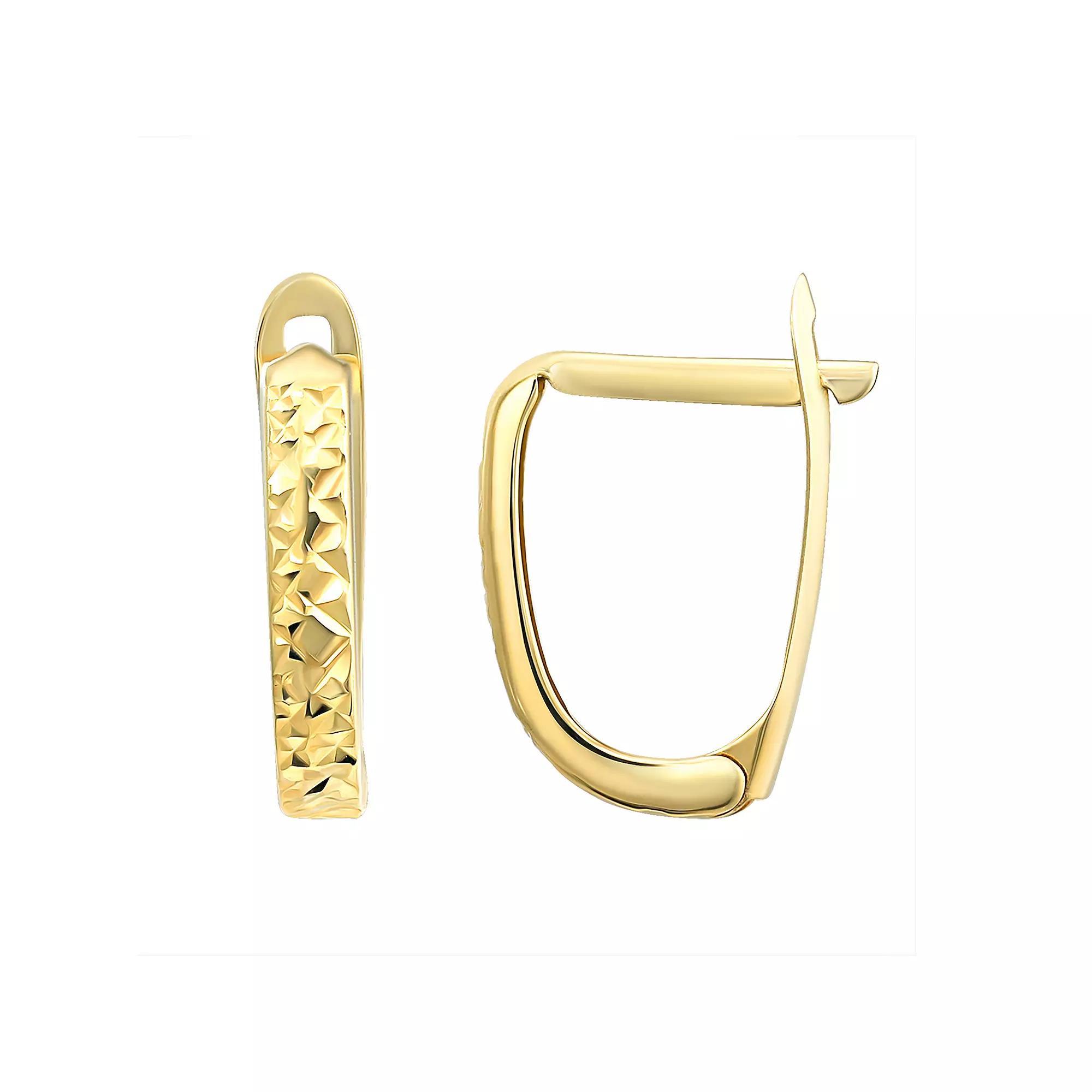 Forever 14K 14k Gold Diamond Cut Oval Huggie Hoop Earrings, Women's, Size: 3MM Product Image