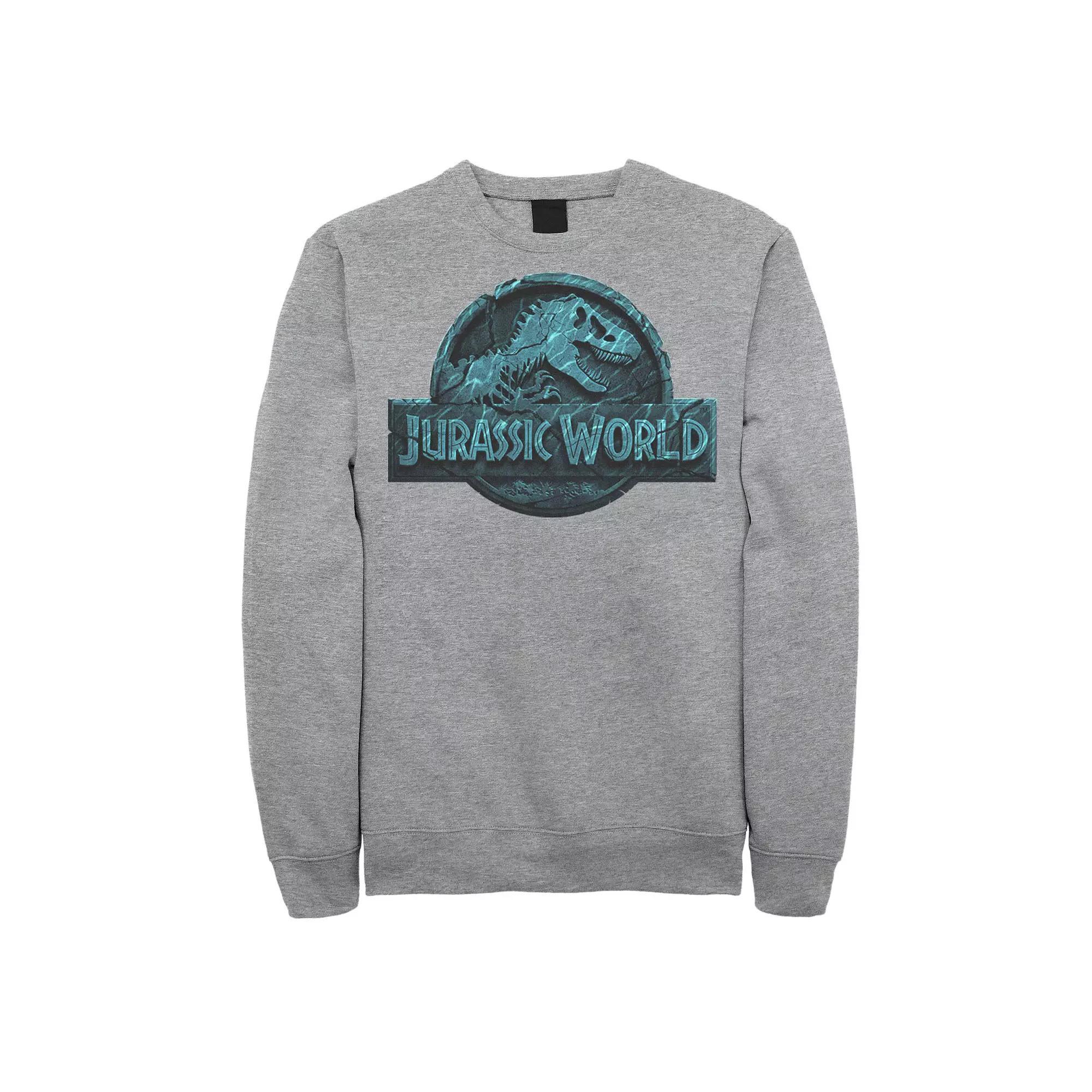 Men's Jurassic World Two Logo Lost In The Deep Sweatshirt, Size: Small, Athletic Grey Product Image