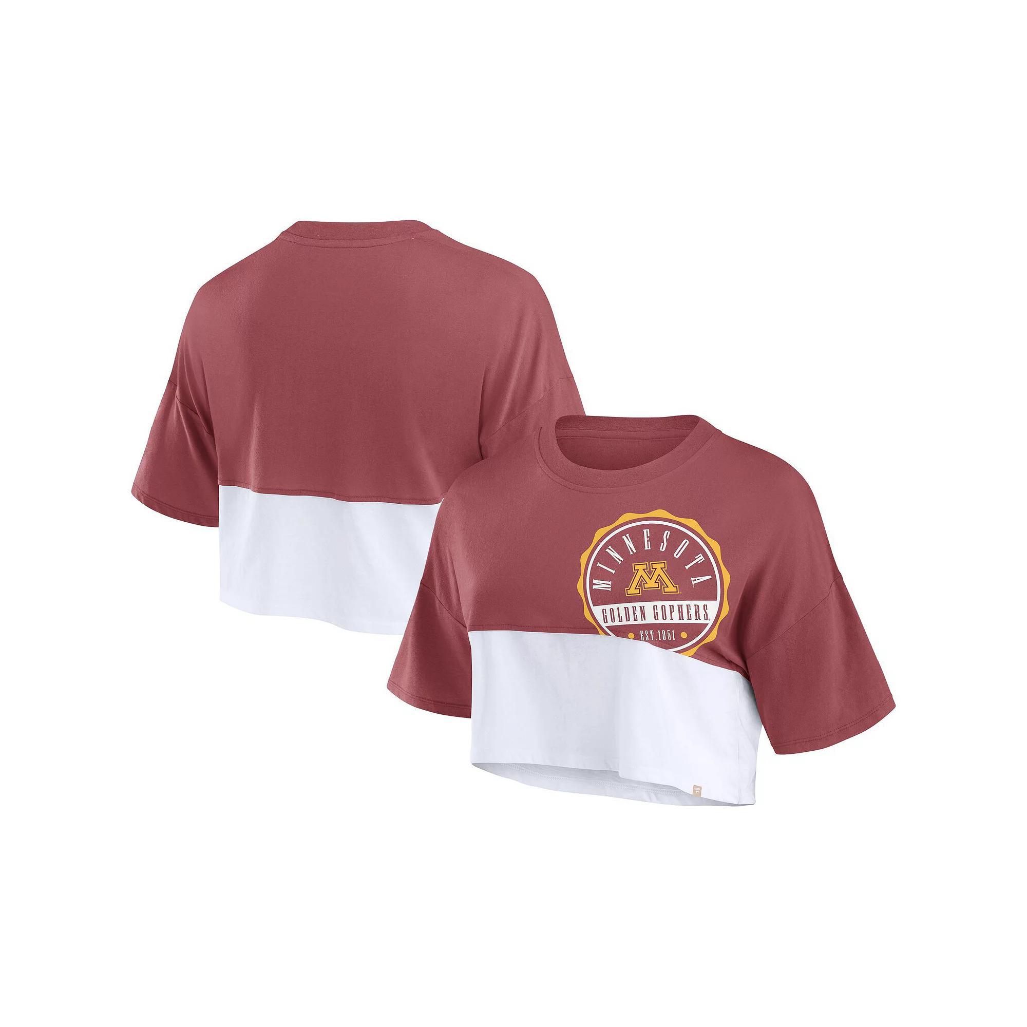 Women's Fanatics Branded Green/White Miami Hurricanes Oversized Badge Colorblock Cropped T-Shirt, Size: Large Product Image