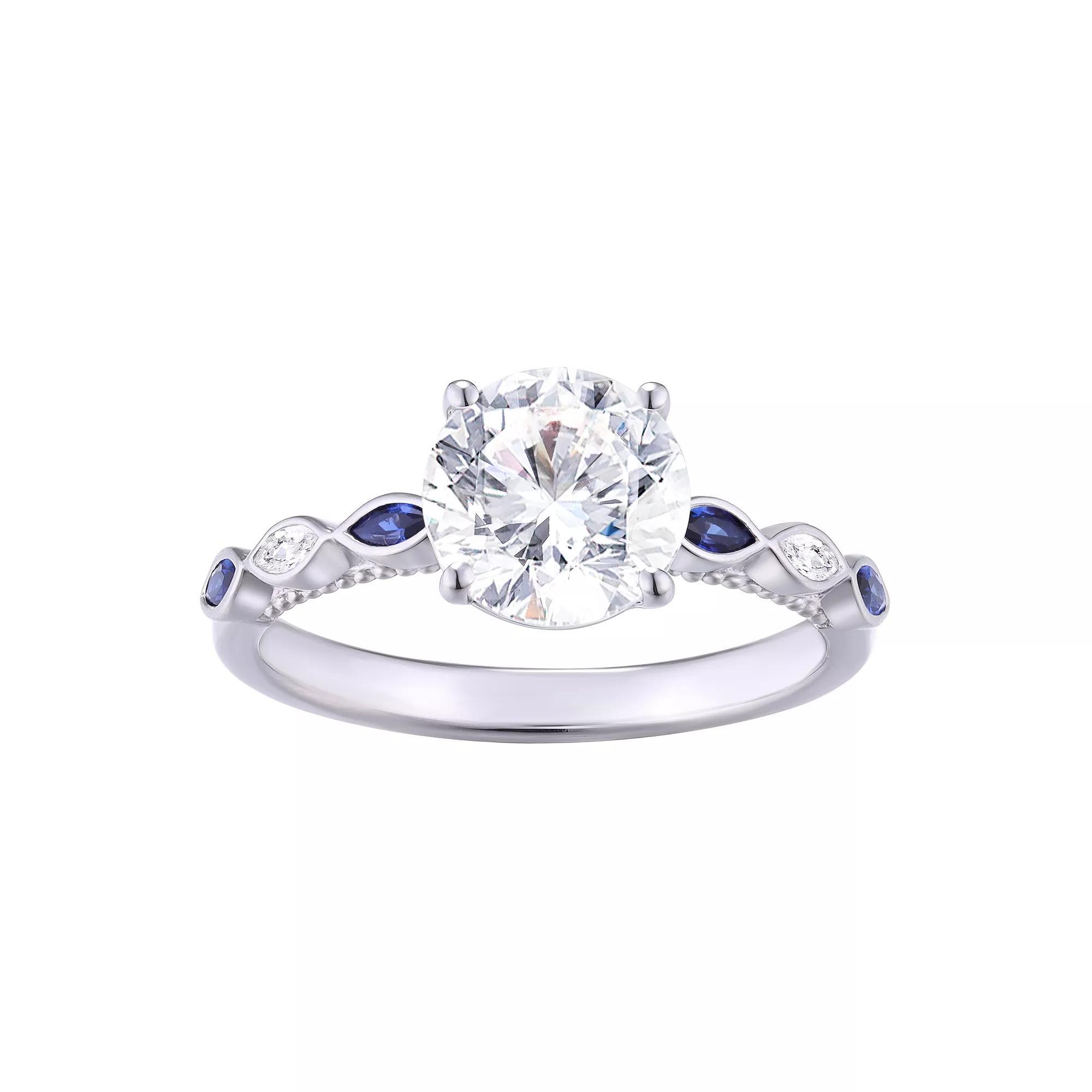 Sterling Silver Lab-Created White & Blue Sapphire Fashion Ring, Women's, Size: 6 Product Image