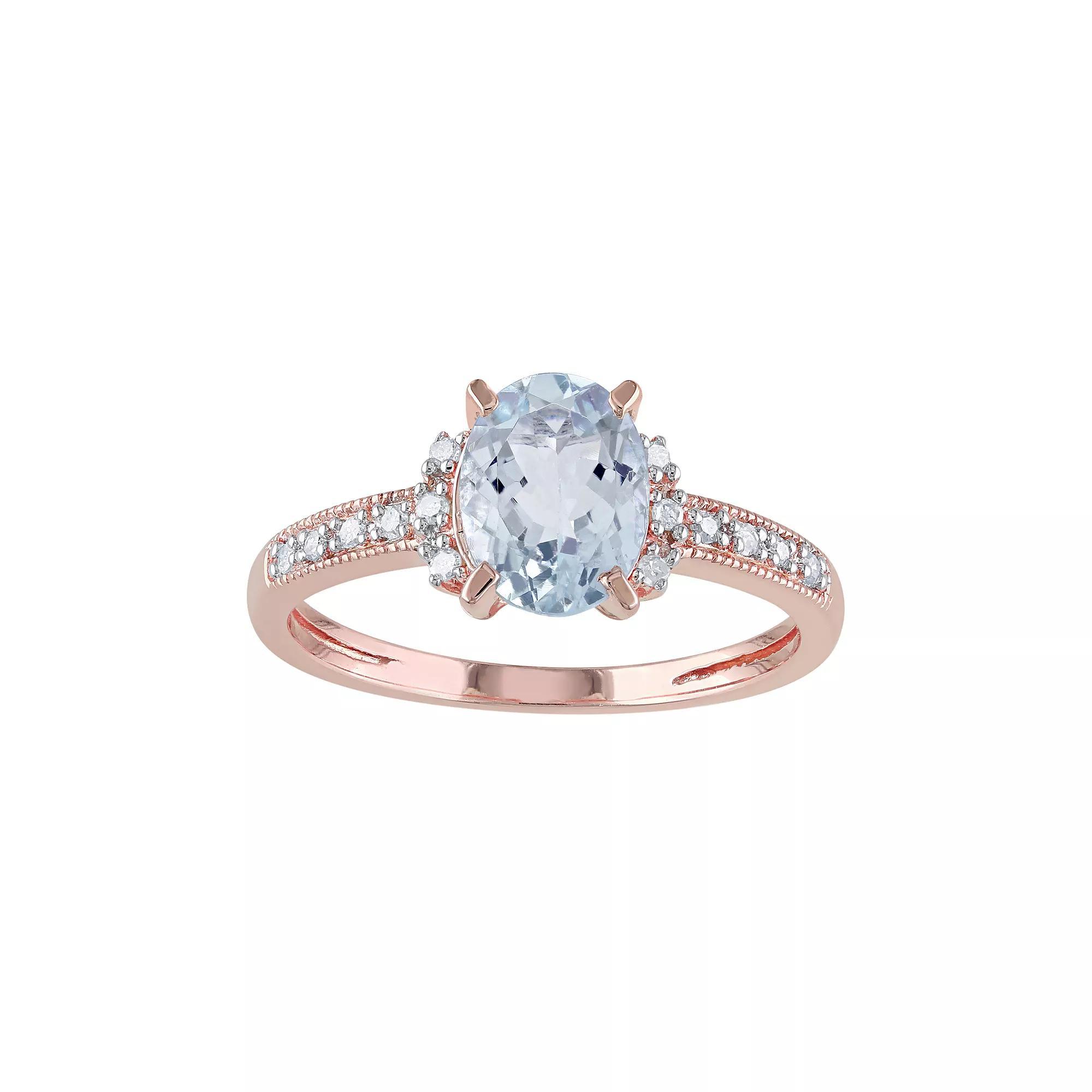 Stella Grace Sterling Silver Aquamarine & Diamond Accent Ring, Women's, Size: 6, Blue Product Image