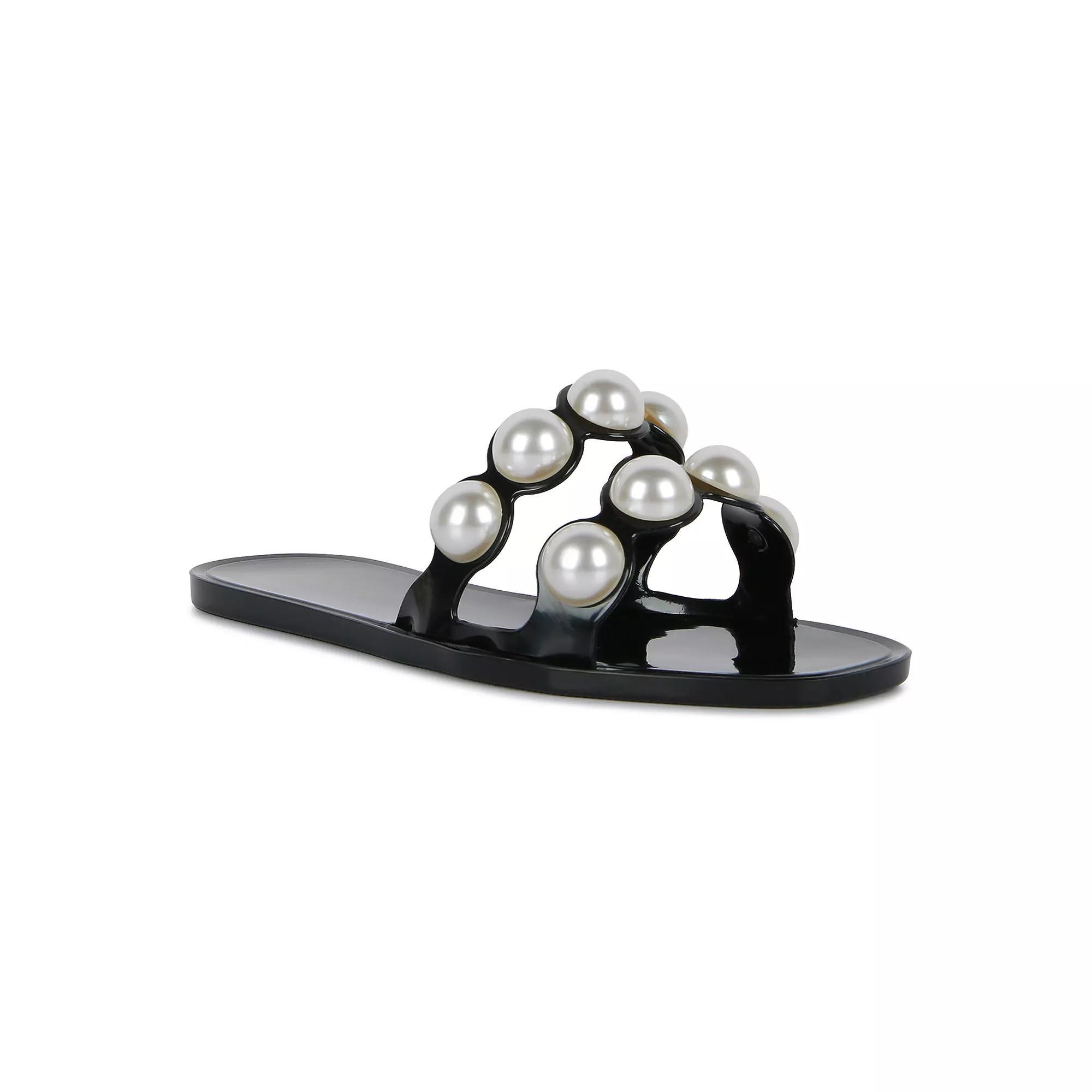 London Rag Pearla Women's Jelly Slide Sandals, Size: 7, Black Product Image